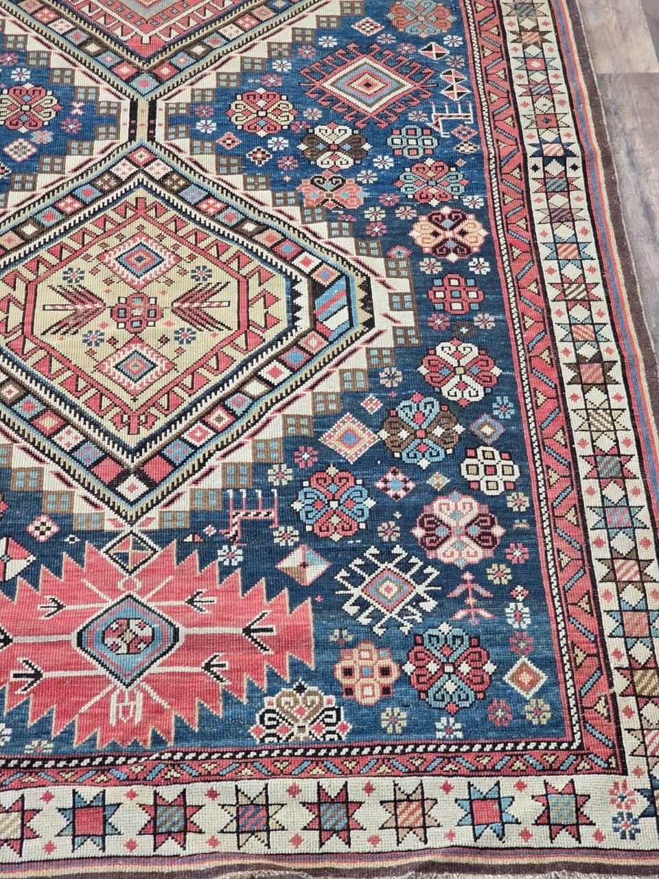 Caucasico Tappeto antico Shirvan caucasico della fine del 19° secolo, circa 1880 - 122