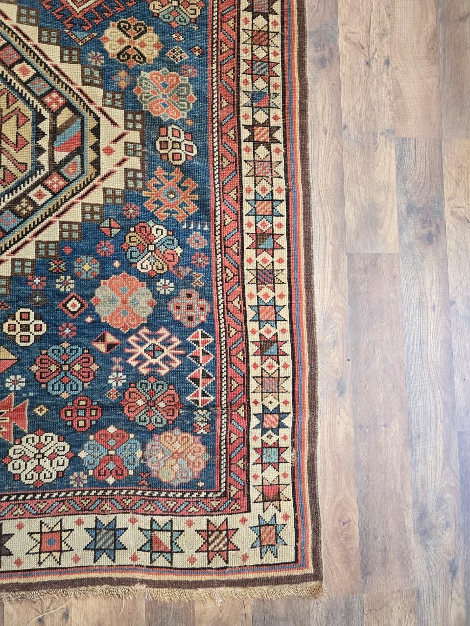 Tappeto antico Shirvan caucasico della fine del 19° secolo, circa 1880 - 122