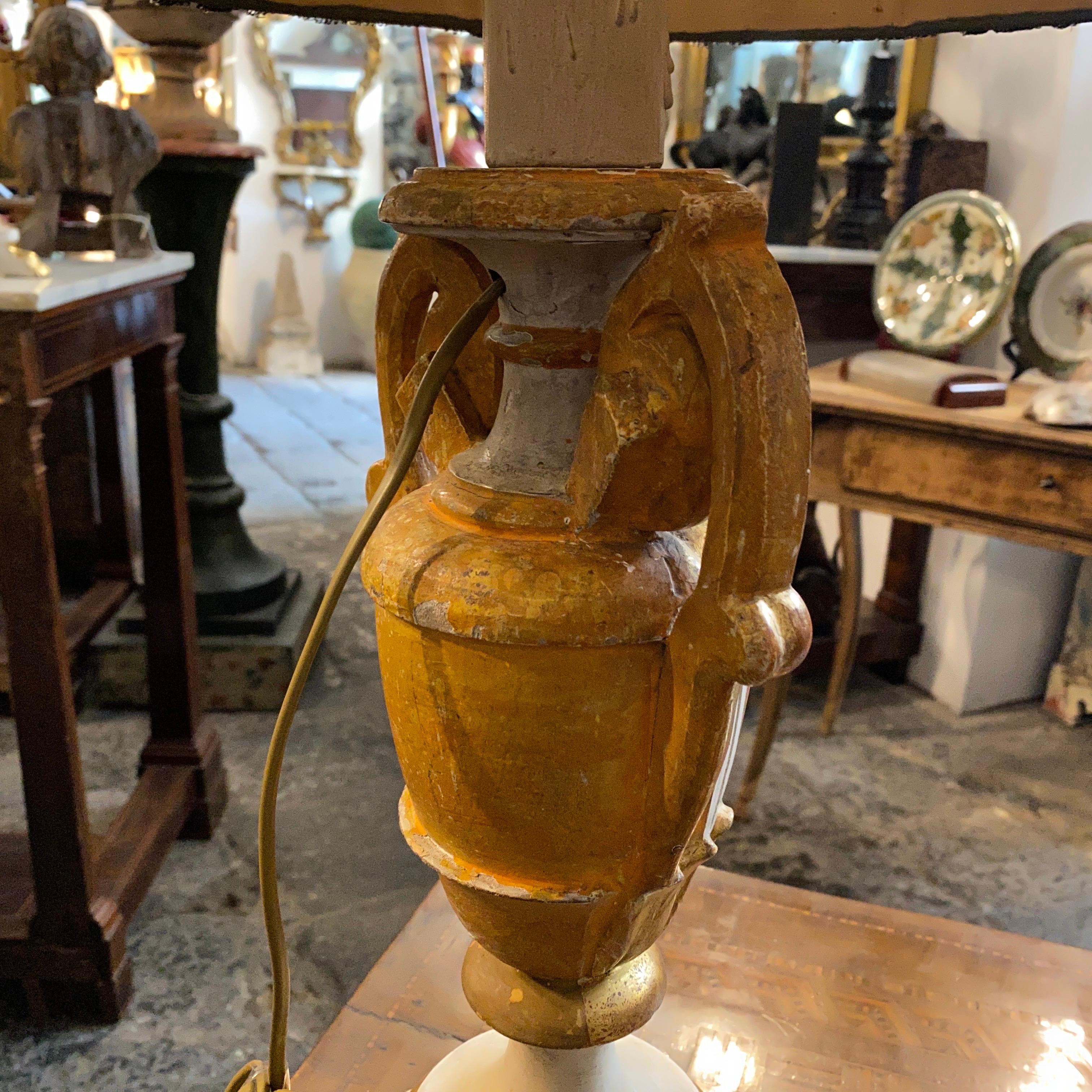Late 19th Century Antique Sicilian Palm Holder Become Table Lamp For Sale 5