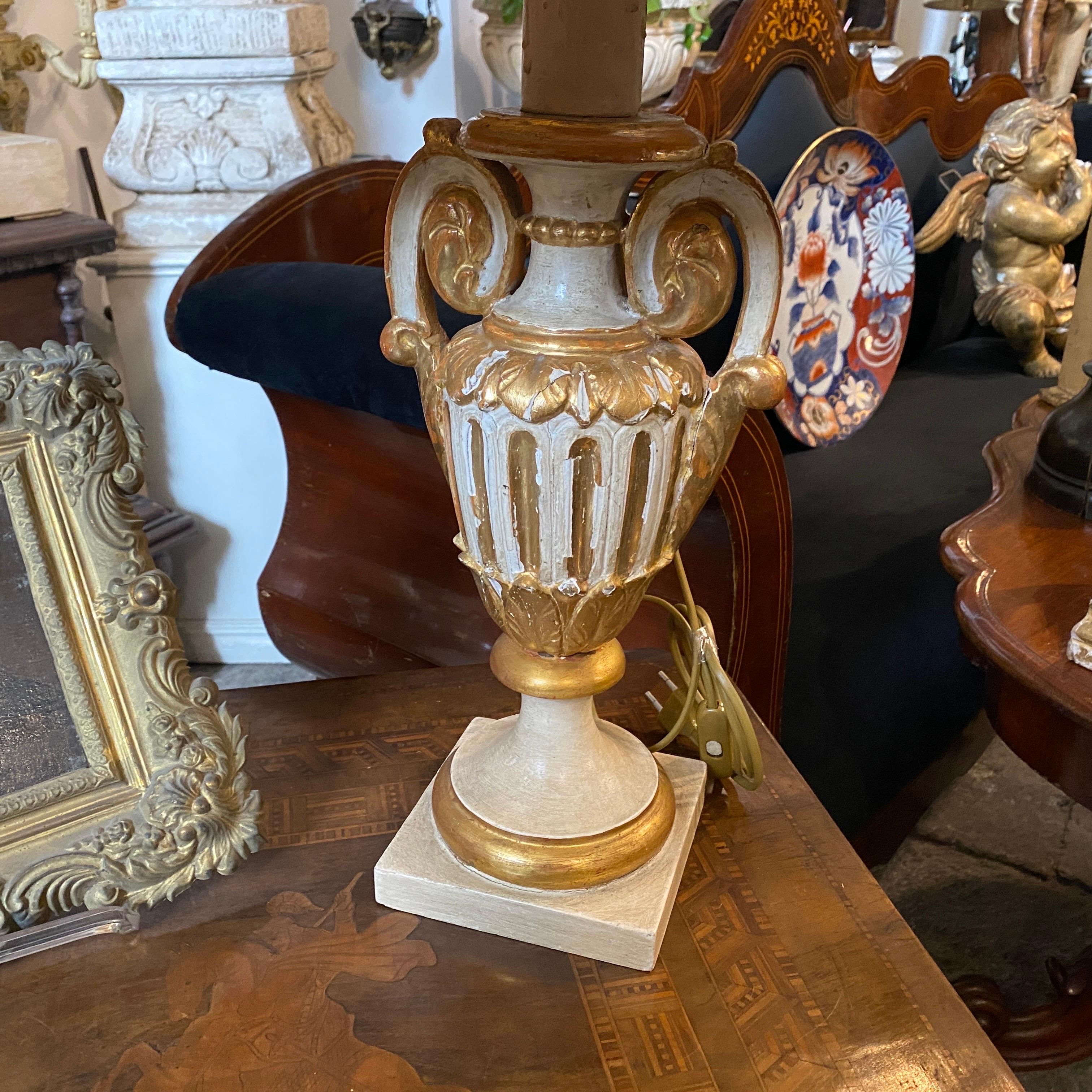 Baroque Revival Late 19th Century Antique Sicilian Palm Holder Become Table Lamp For Sale