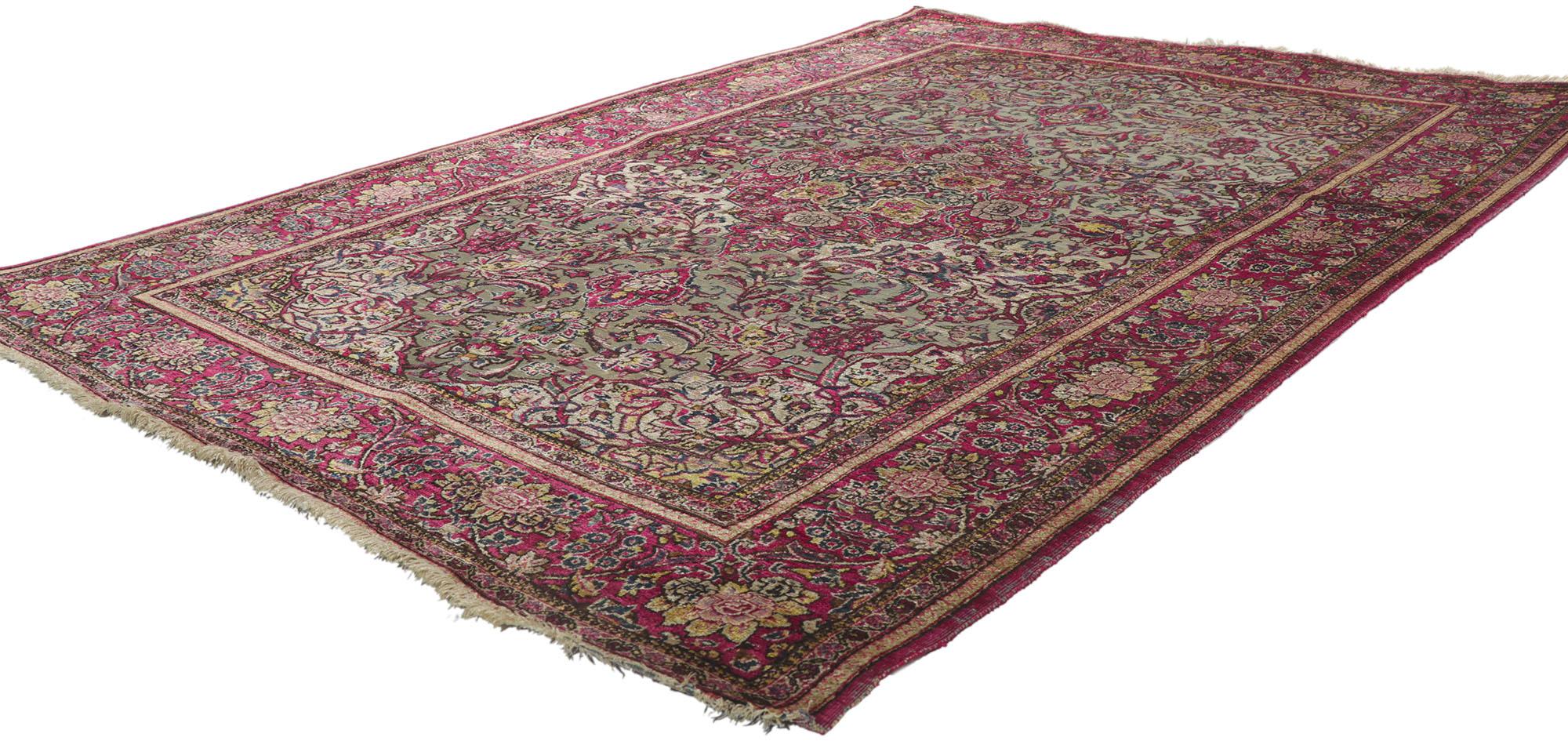 Spanish Colonial Late 19th Century Persian Silk Kashan Carpet with Modern Style For Sale