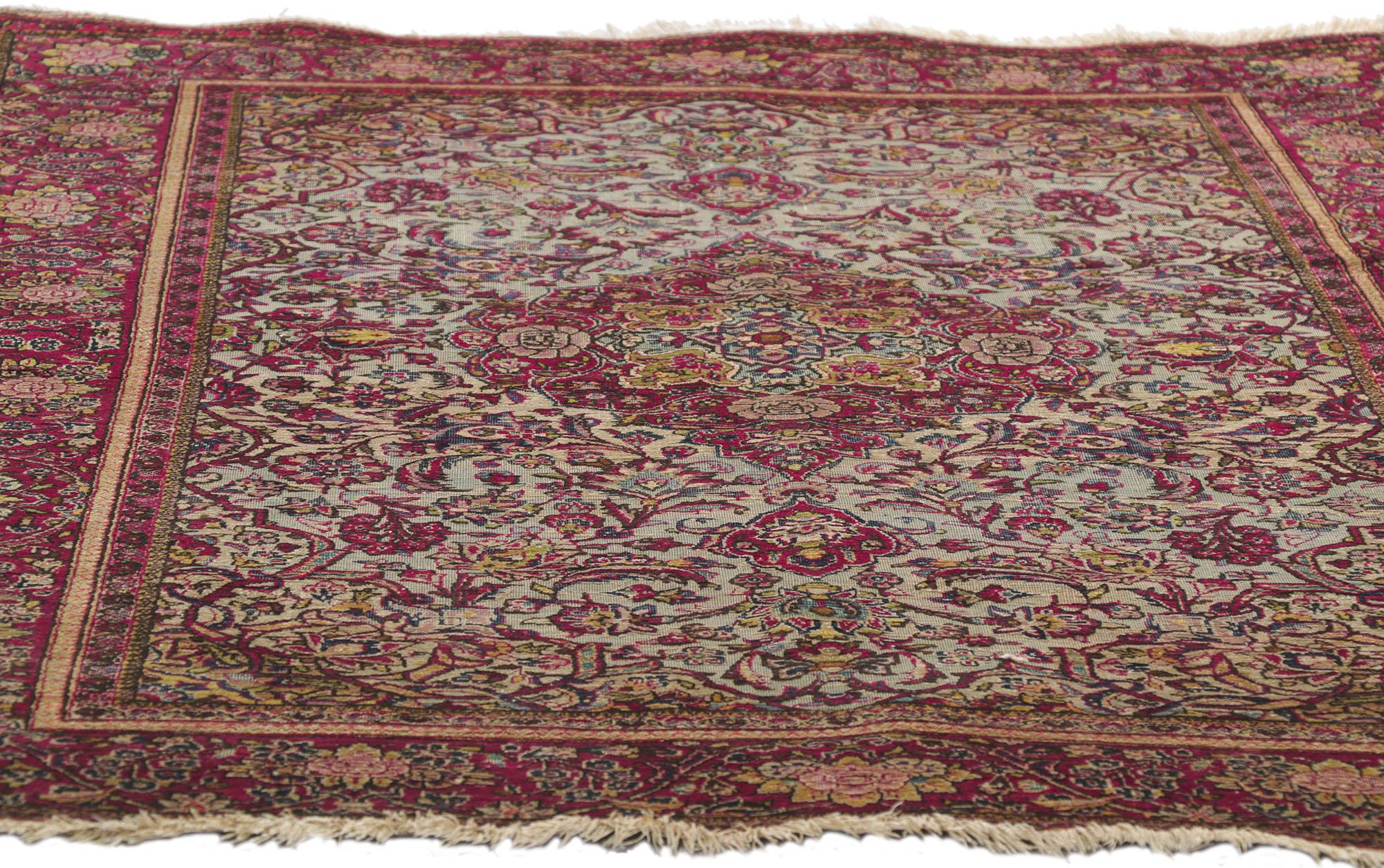 Hand-Knotted Late 19th Century Persian Silk Kashan Carpet with Modern Style For Sale
