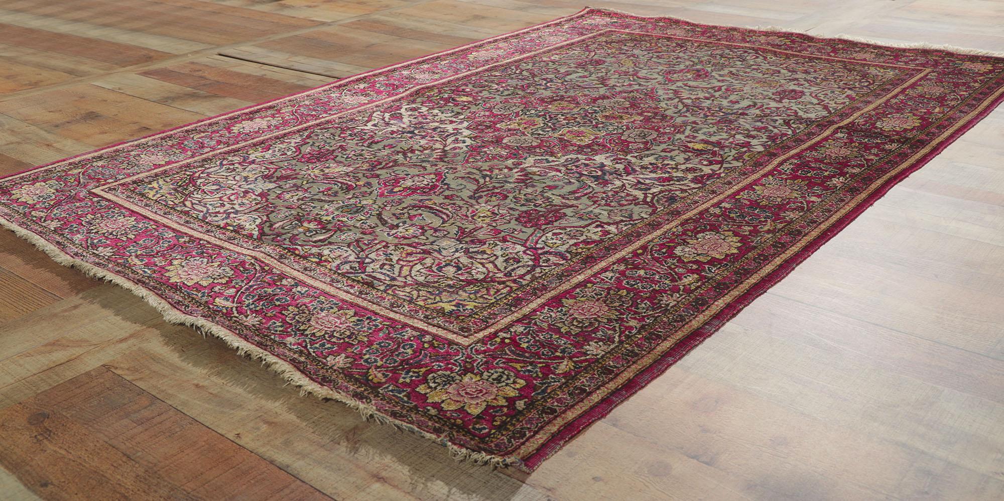 Late 19th Century Persian Silk Kashan Carpet with Modern Style For Sale 1