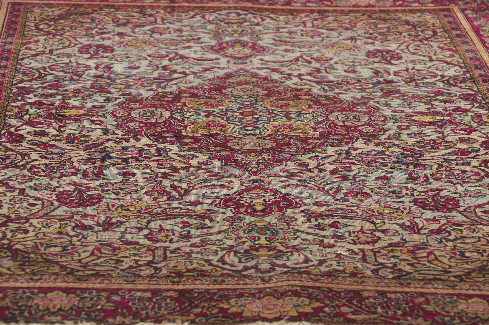 Late 19th Century Persian Silk Kashan Carpet with Modern Style For Sale 2