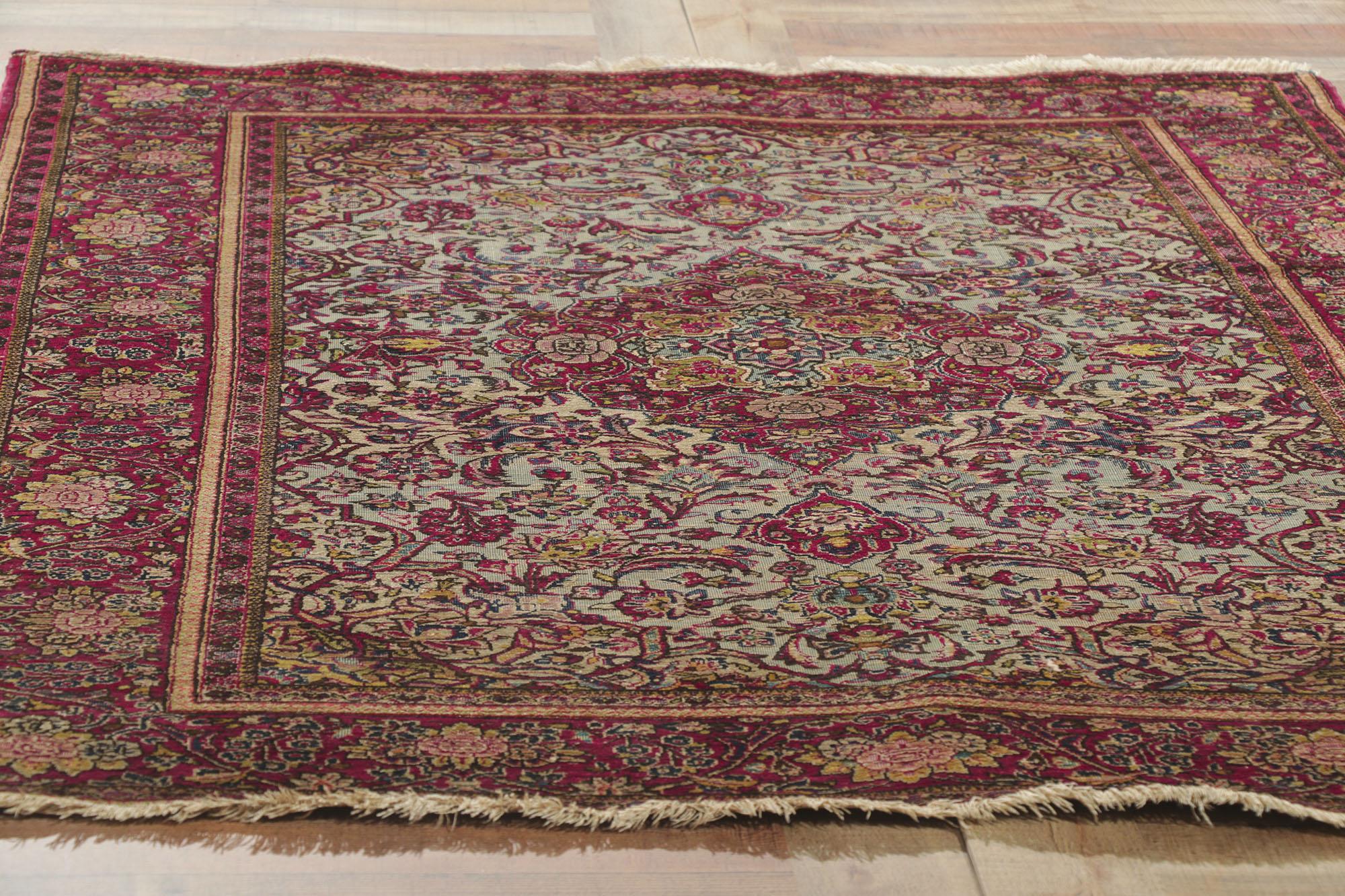 Late 19th Century Persian Silk Kashan Carpet with Modern Style For Sale 3