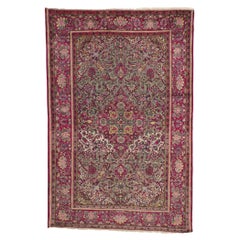Antiker Kashan-Teppich aus persischer Seide, 19. Jahrhundert