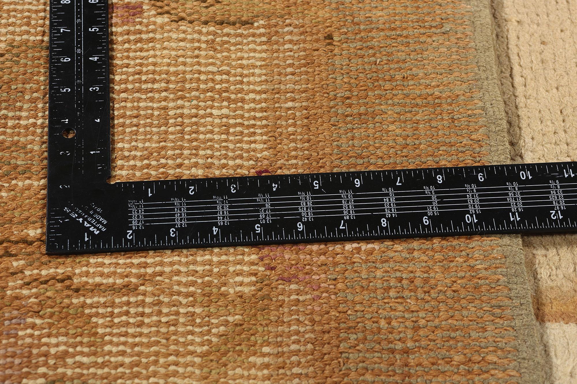 Wool Late 19th Century Antique Spanish Savonnerie Square Rug with French Chintz Style For Sale
