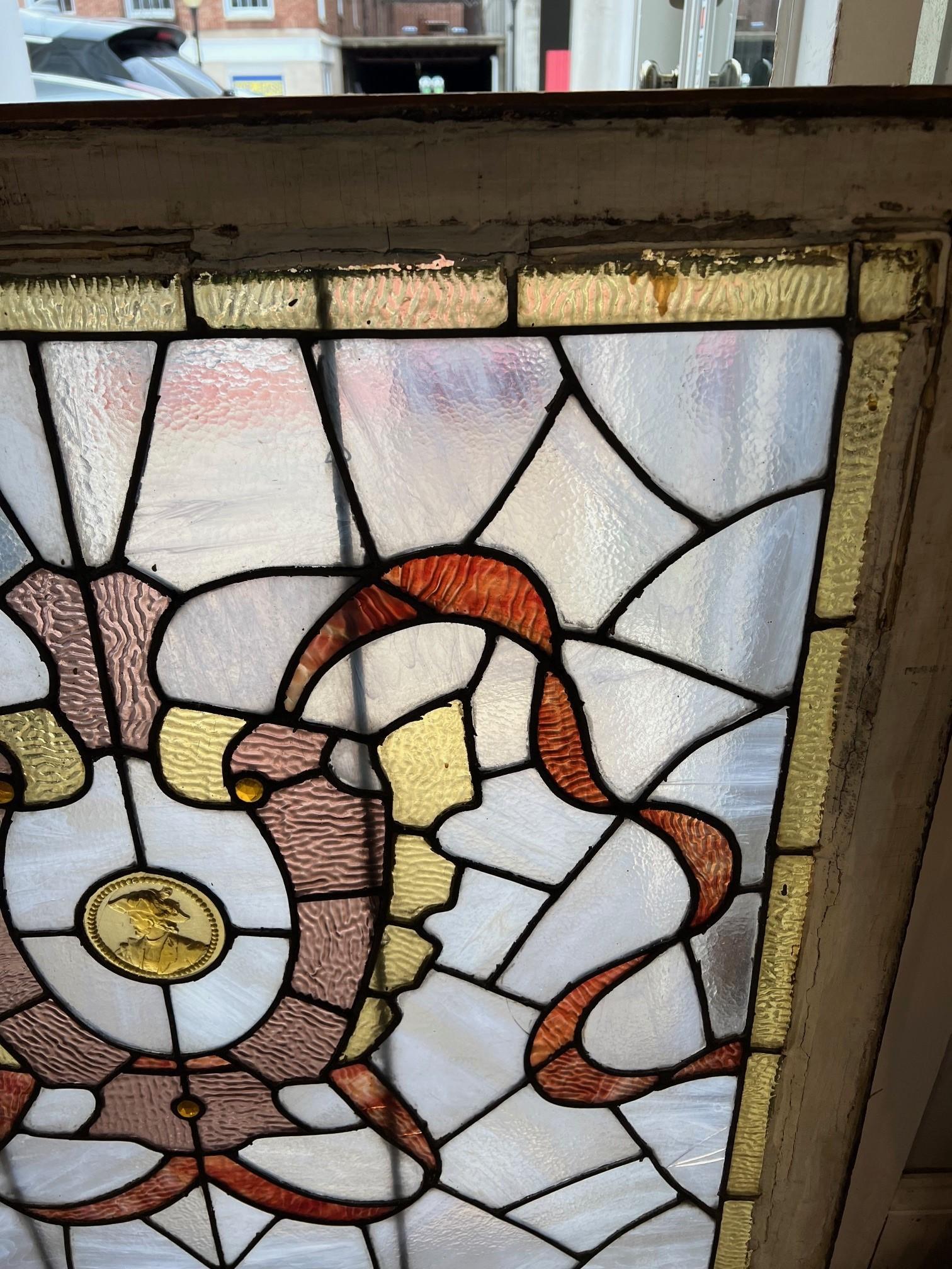 Late 19th Century Antique Stained Glass Window  In Good Condition For Sale In Stamford, CT