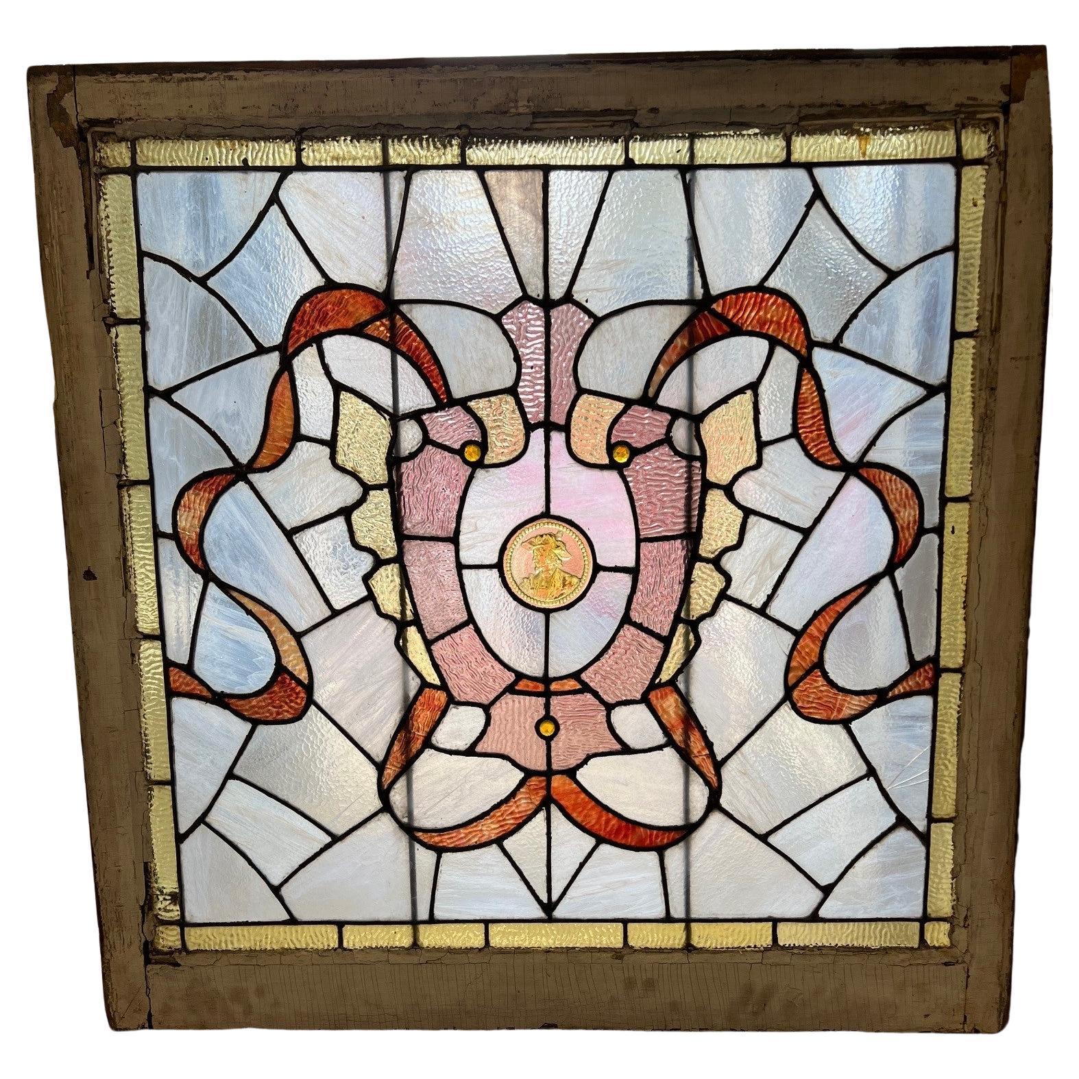 Late 19th Century Antique Stained Glass Window  For Sale