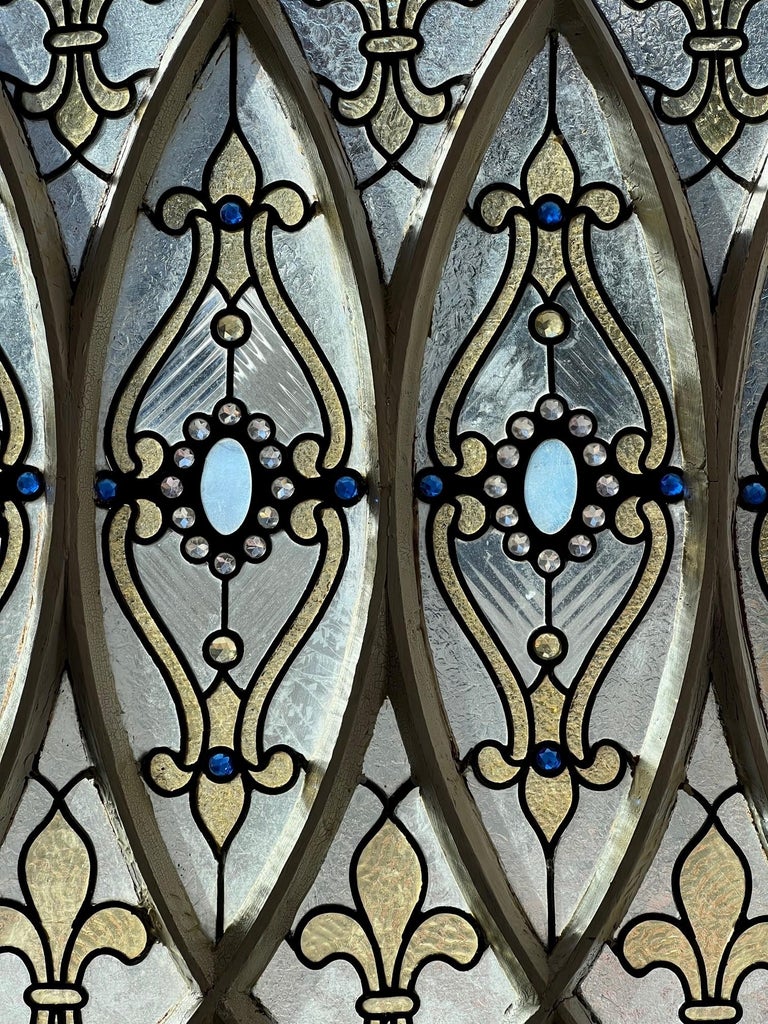 Window Jewels Late 19th Century Antique Stained Glass Window Jewels, Fleur-De-Lis ...