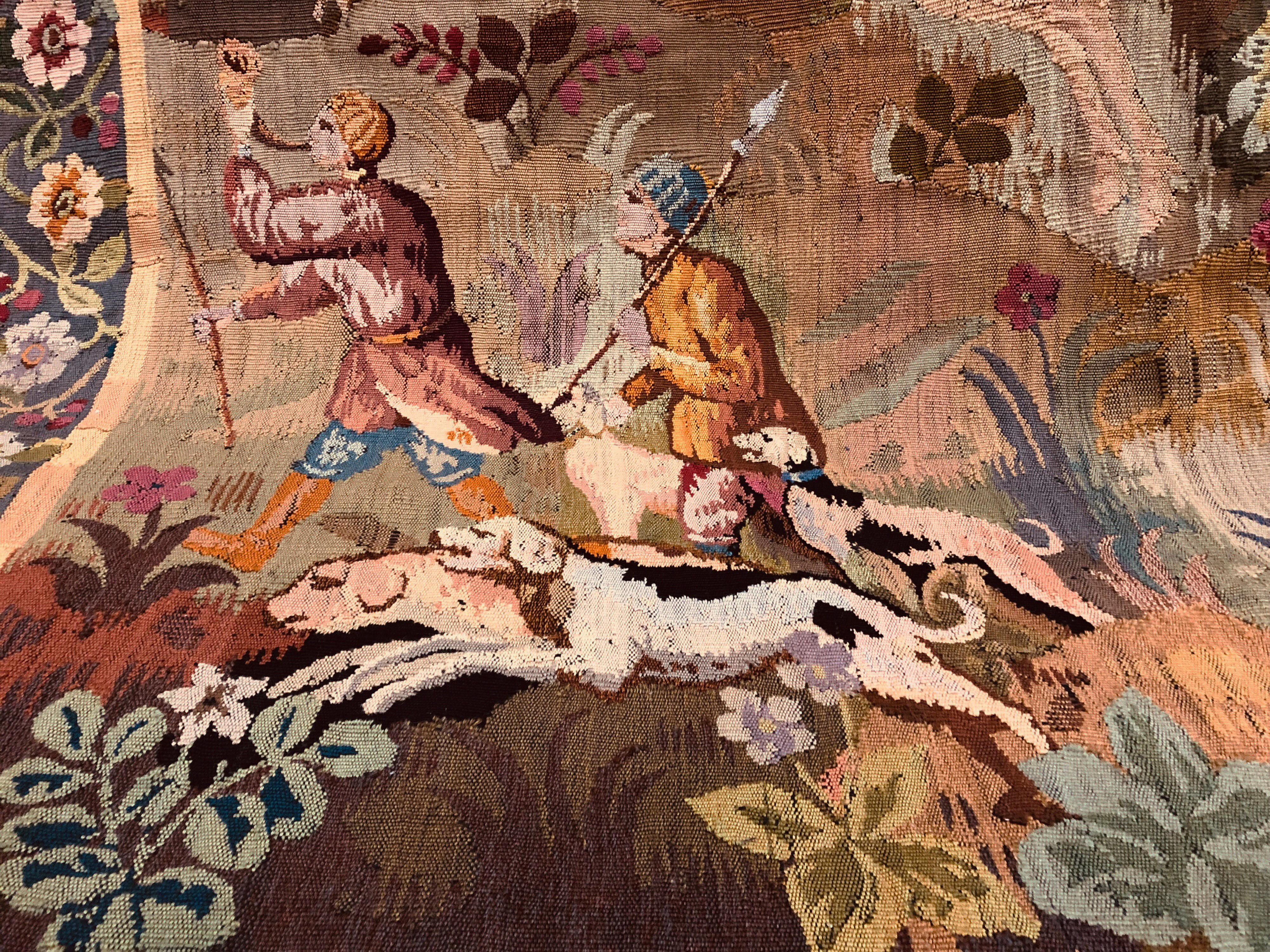 French Late 19th Century Antique Tapestry with Rococo Medieval Style