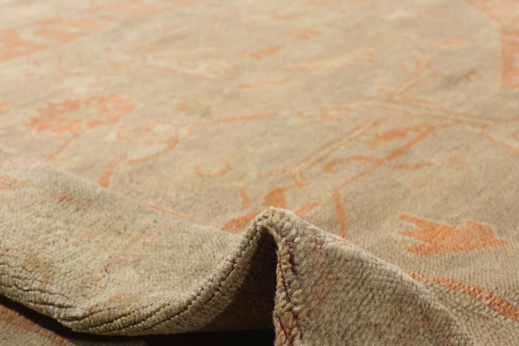 Late 19th Century Antique Turkish Hunting Oushak Carpet with Traditional Style For Sale 2