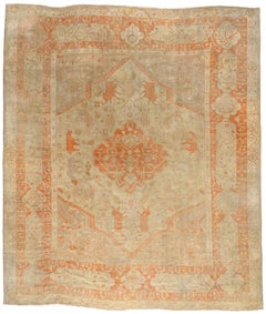 Late 19th Century Antique Turkish Hunting Oushak Carpet with Traditional Style