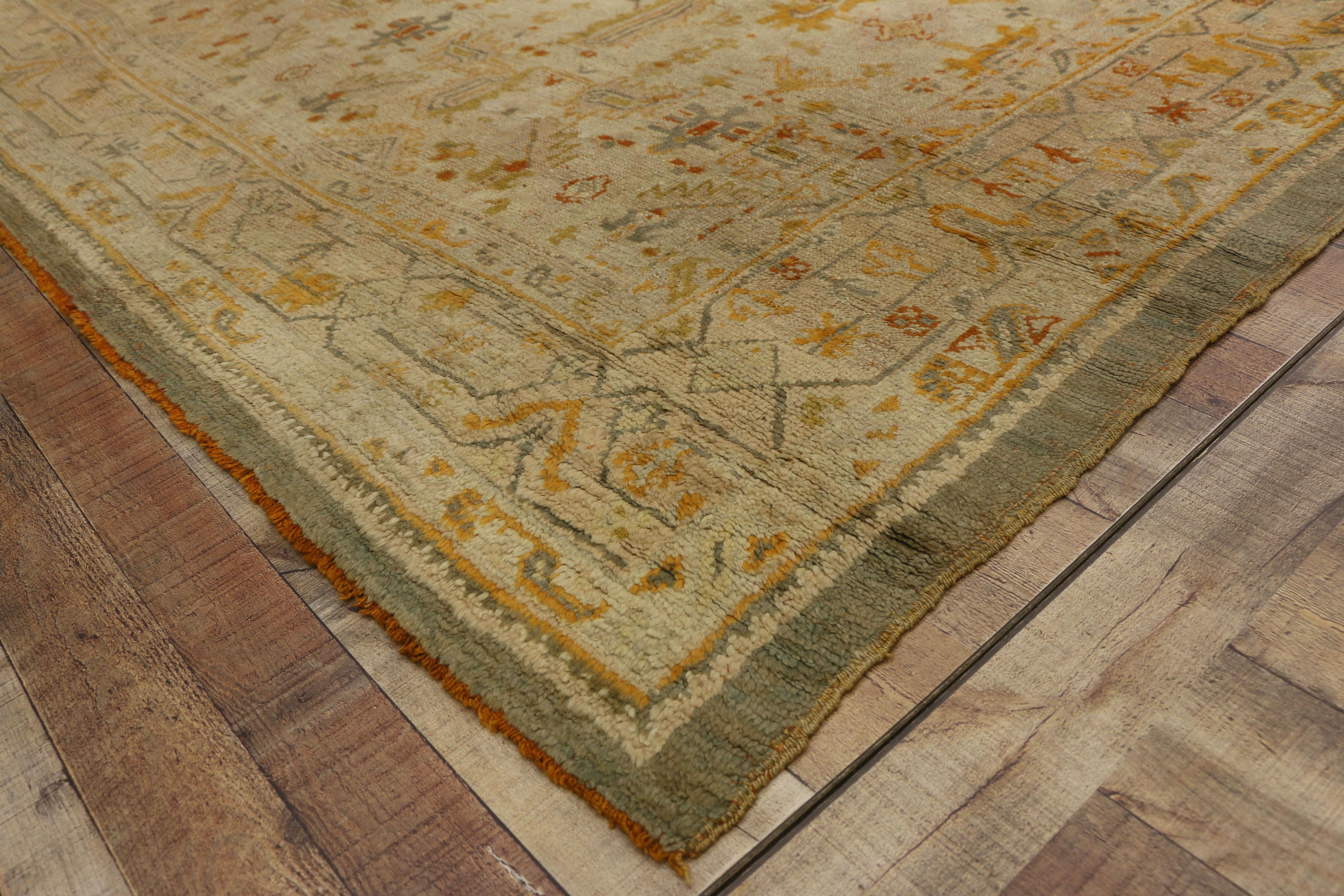 19th Century 1870's Antique Turkish Oushak Angora Rug For Sale