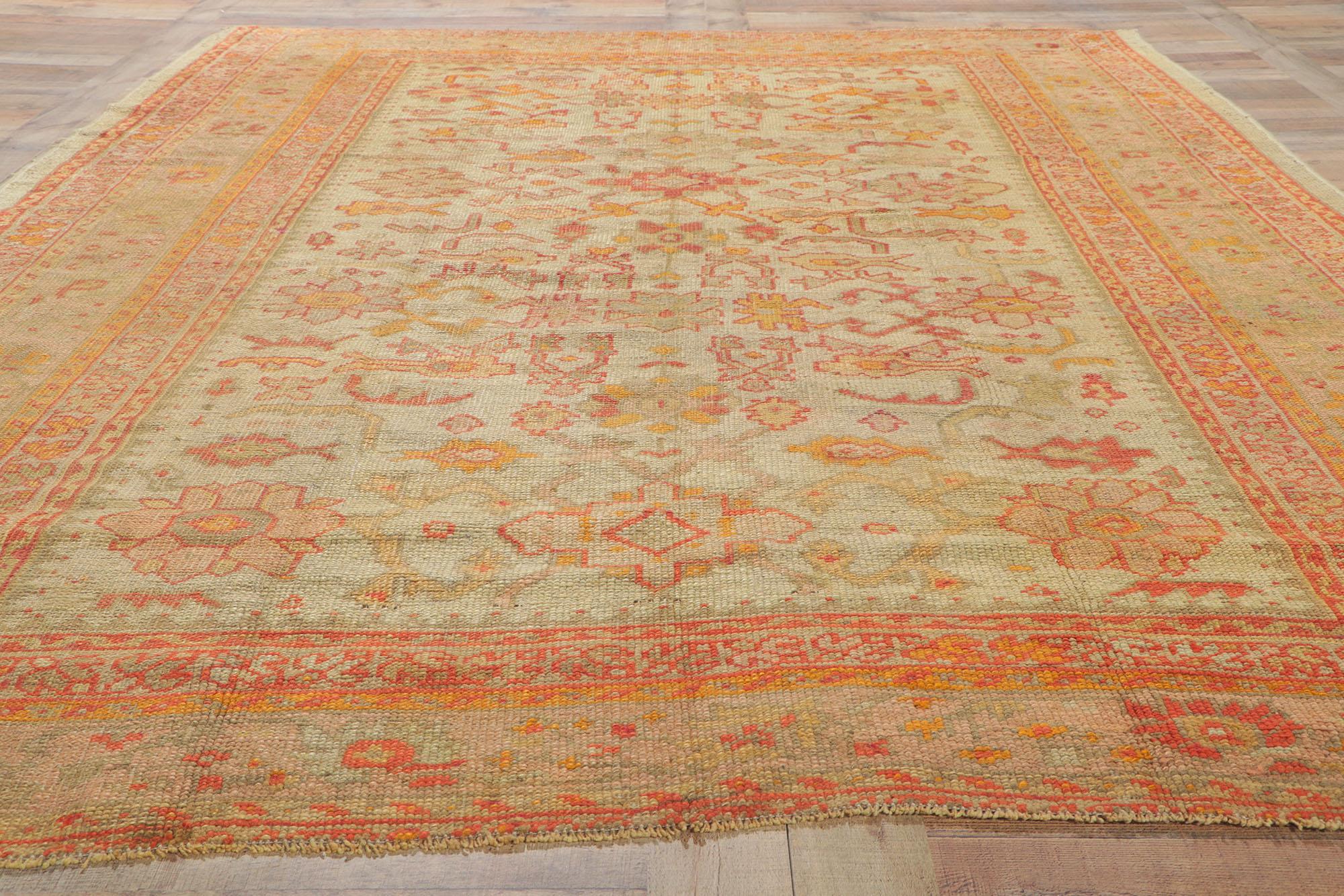 Late 19th Century Antique Turkish Oushak Area Rug For Sale 1