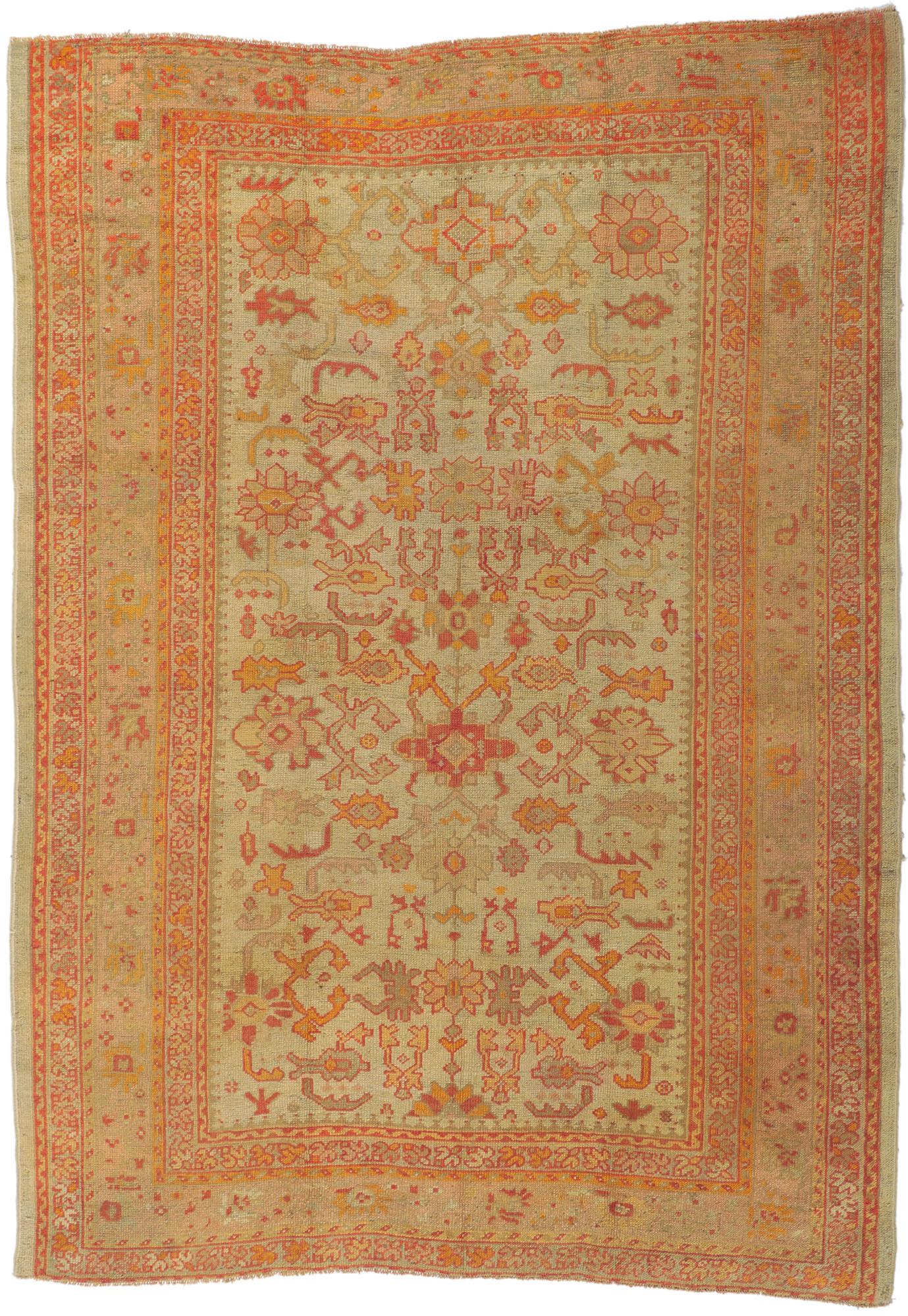 Late 19th Century Antique Turkish Oushak Area Rug For Sale 3