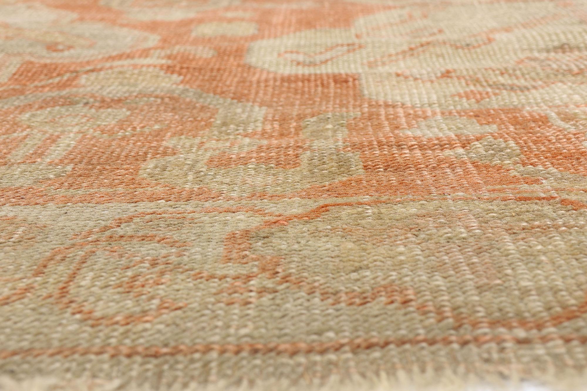 Late 19th Century Antique Turkish Hunting Oushak Carpet with Traditional Style For Sale 1