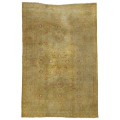 Tapis turc ancien de la fin du XIXe siècle d'Oushak avec style cottage anglais