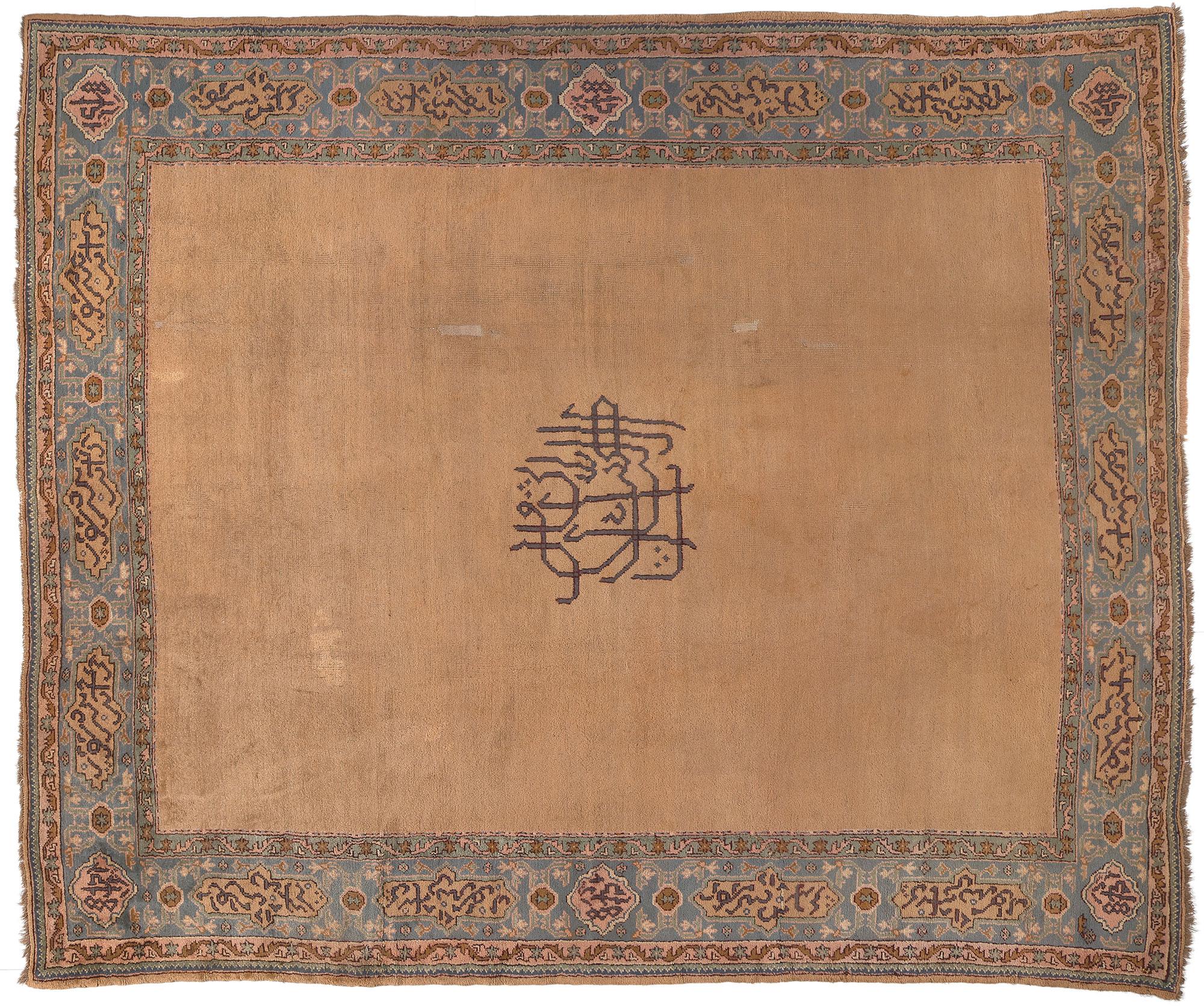 Fin du 19e siècle, ancien tapis turc Oushak avec calligraphie islamique en vente 3