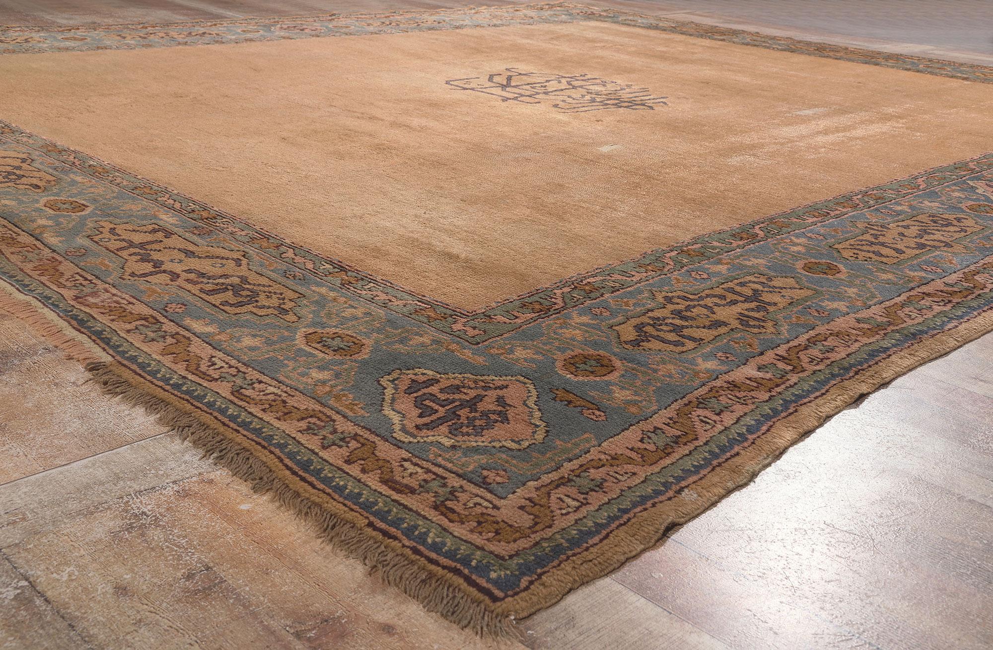 Laine Fin du 19e siècle, ancien tapis turc Oushak avec calligraphie islamique en vente