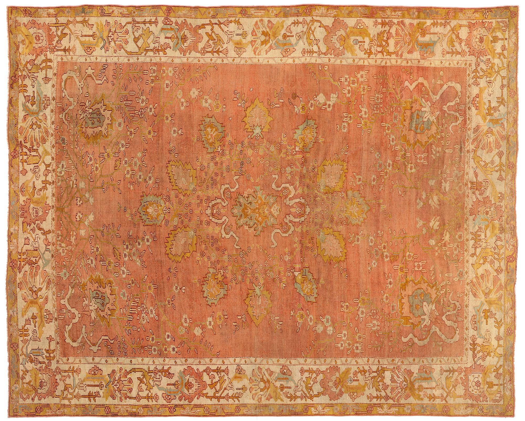 Late 19th Century Antique Turkish Oushak Rug with Modern Style For Sale 4