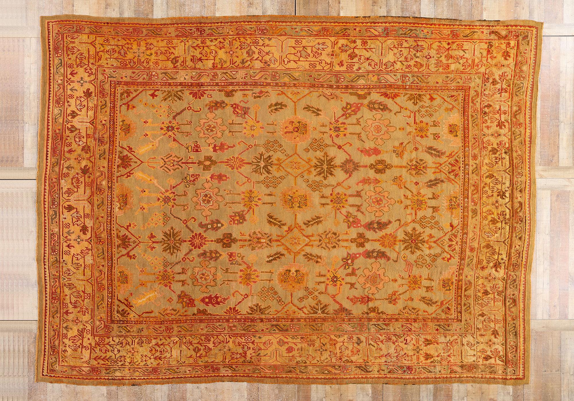 Late 19th Century Antique Turkish Oushak Rug with Modern Style For Sale 3