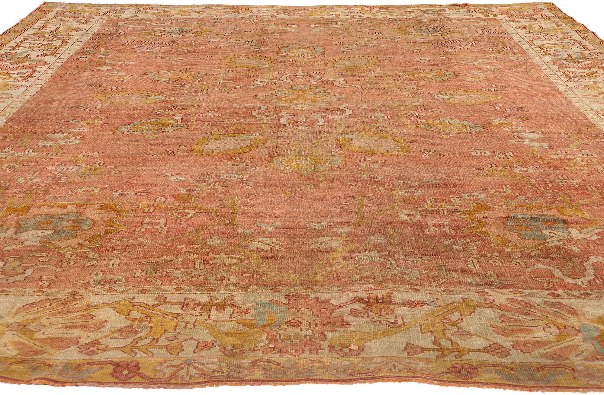 Spanish Colonial Late 19th Century Antique Turkish Oushak Rug with Modern Style For Sale