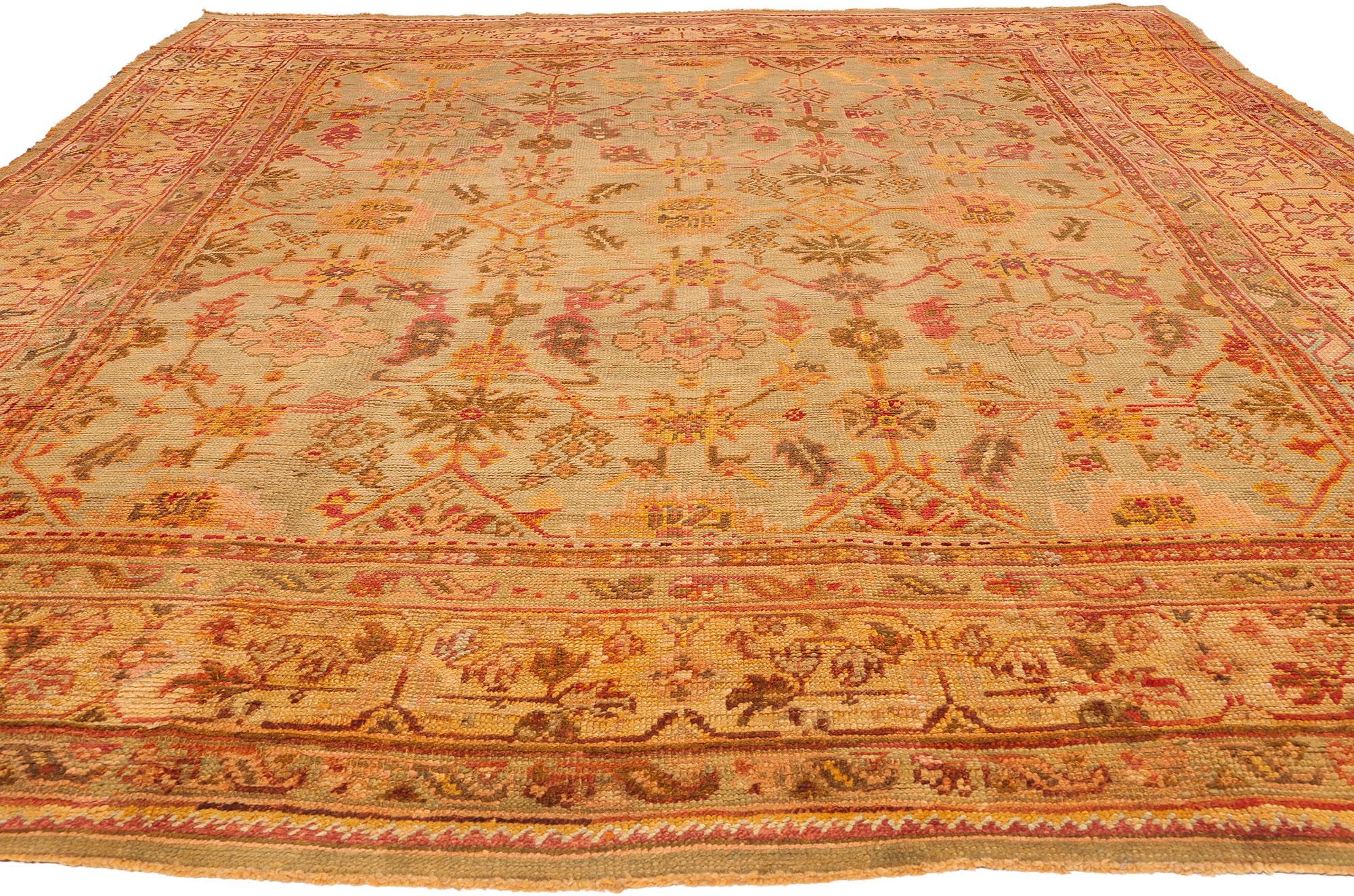 Spanish Colonial Late 19th Century Antique Turkish Oushak Rug with Modern Style For Sale