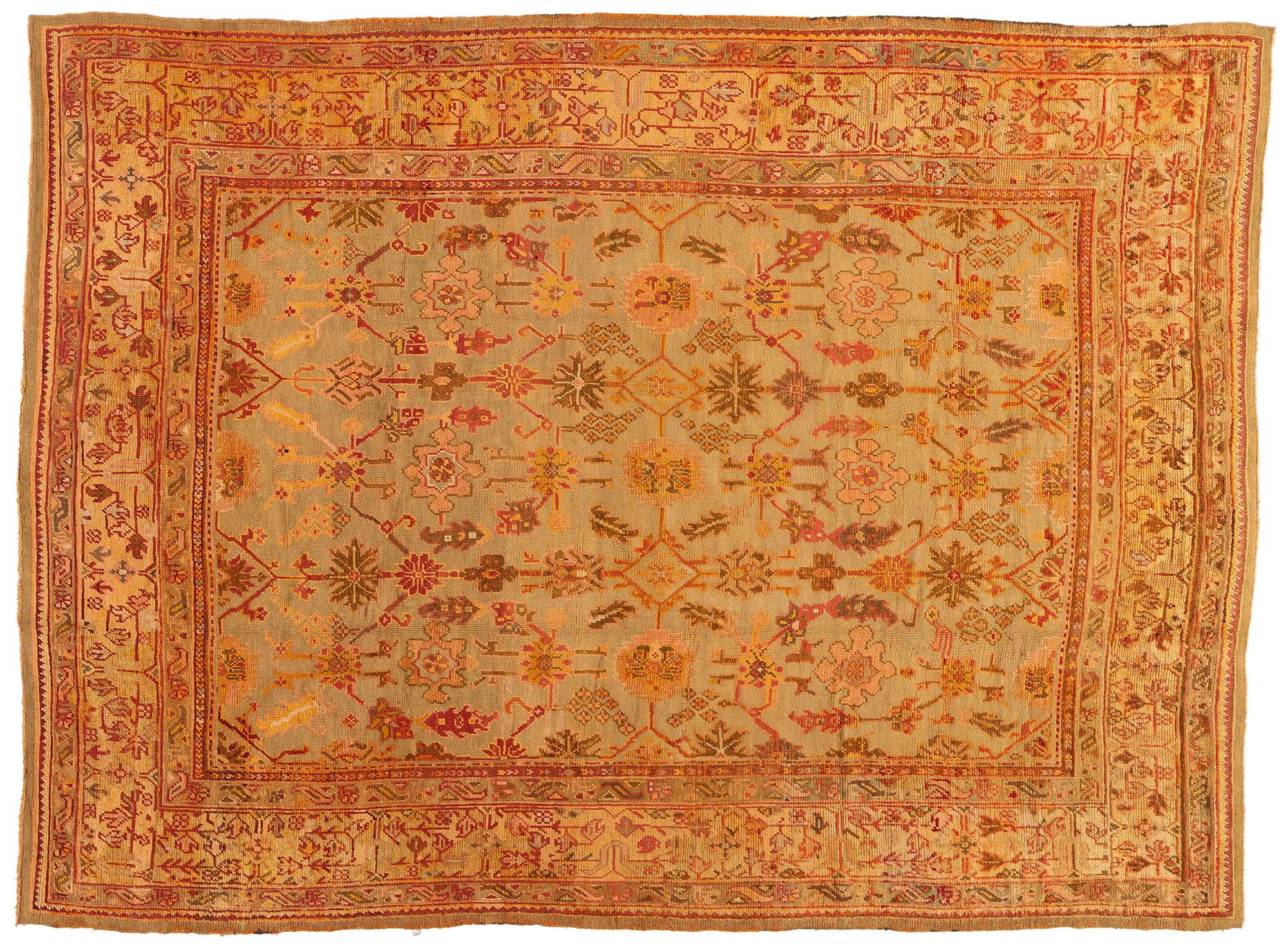 Late 19th Century Antique Turkish Oushak Rug with Modern Style For Sale 4