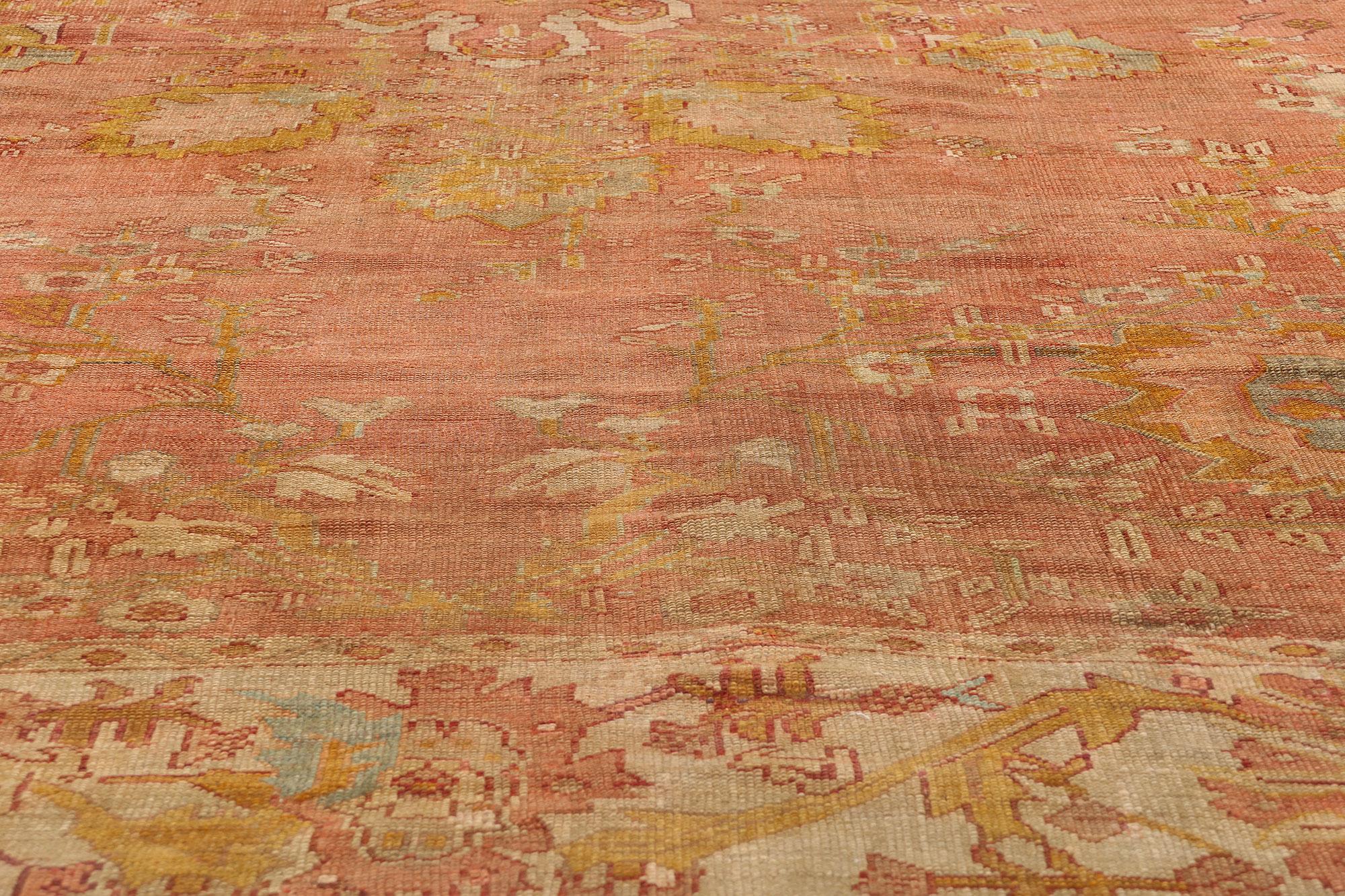 Late 19th Century Antique Turkish Oushak Rug with Modern Style In Good Condition For Sale In Dallas, TX