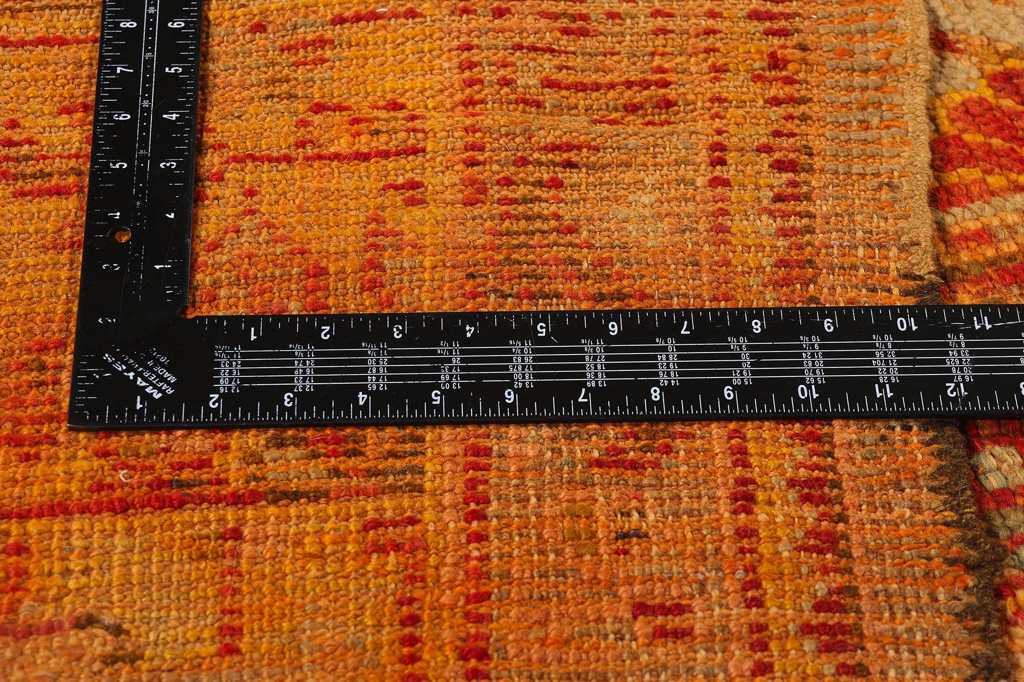 Wool Late 19th Century Antique Turkish Oushak Rug with Modern Style For Sale