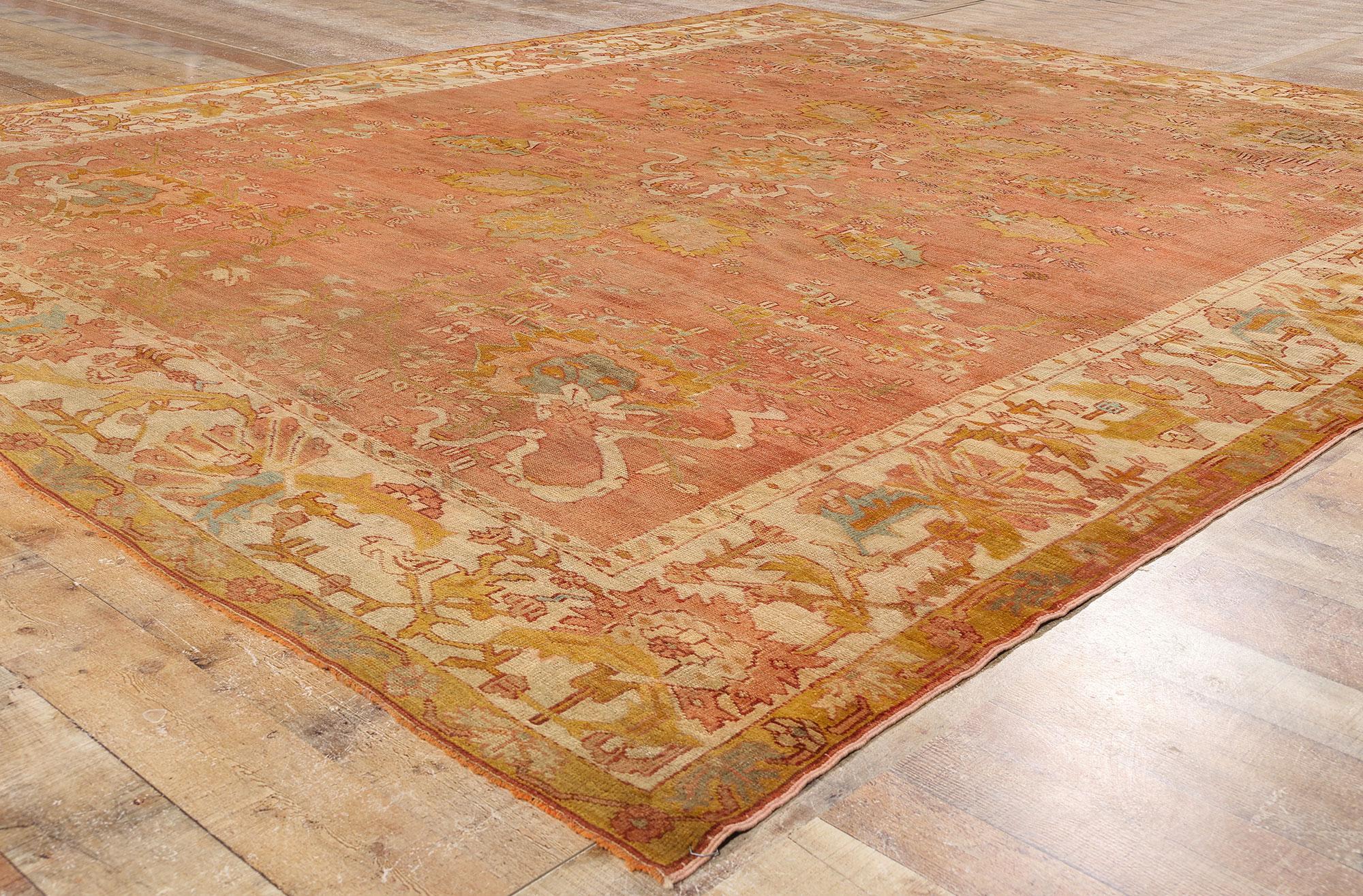 Late 19th Century Antique Turkish Oushak Rug with Modern Style For Sale 1