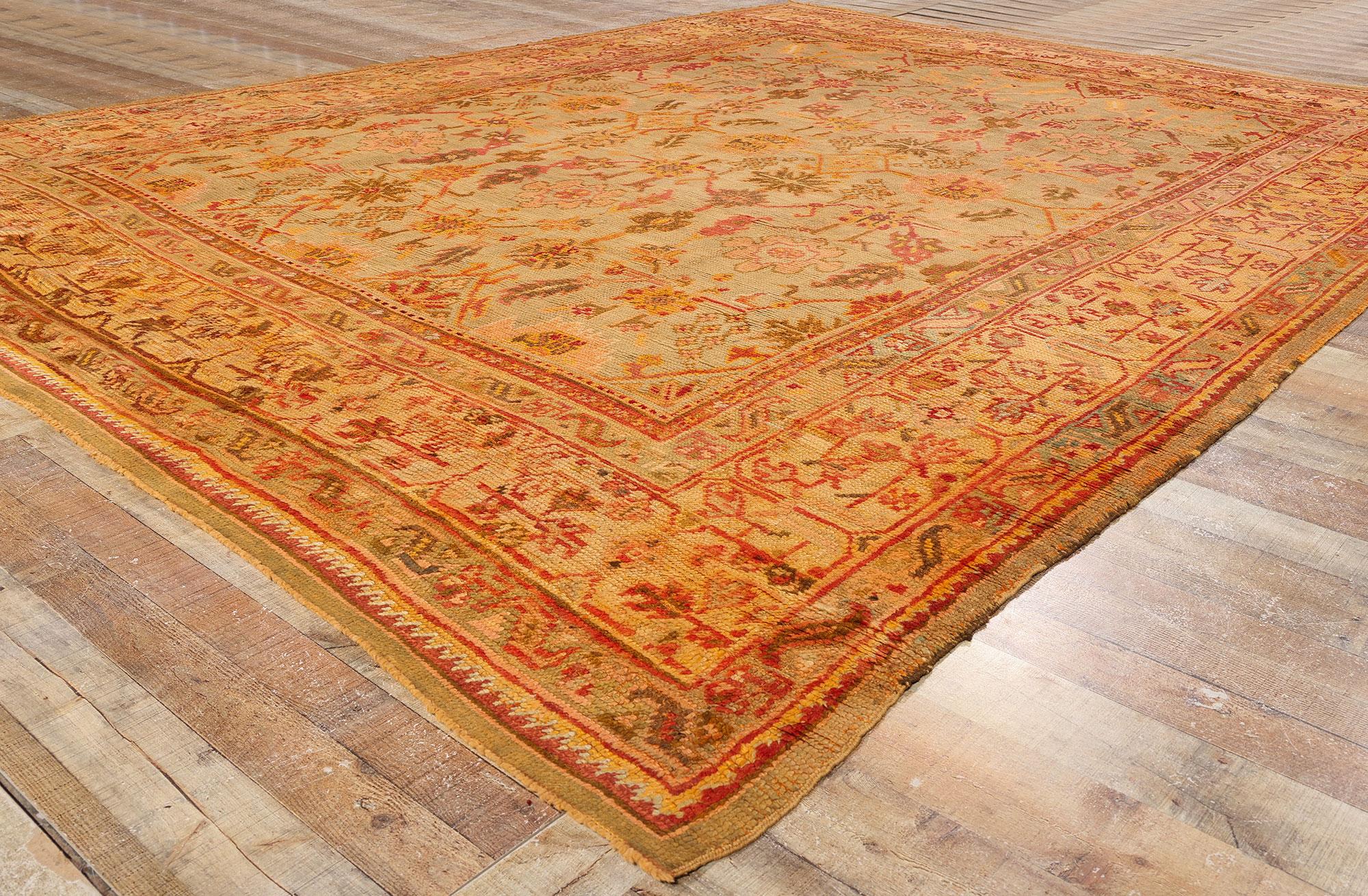 Late 19th Century Antique Turkish Oushak Rug with Modern Style For Sale 1