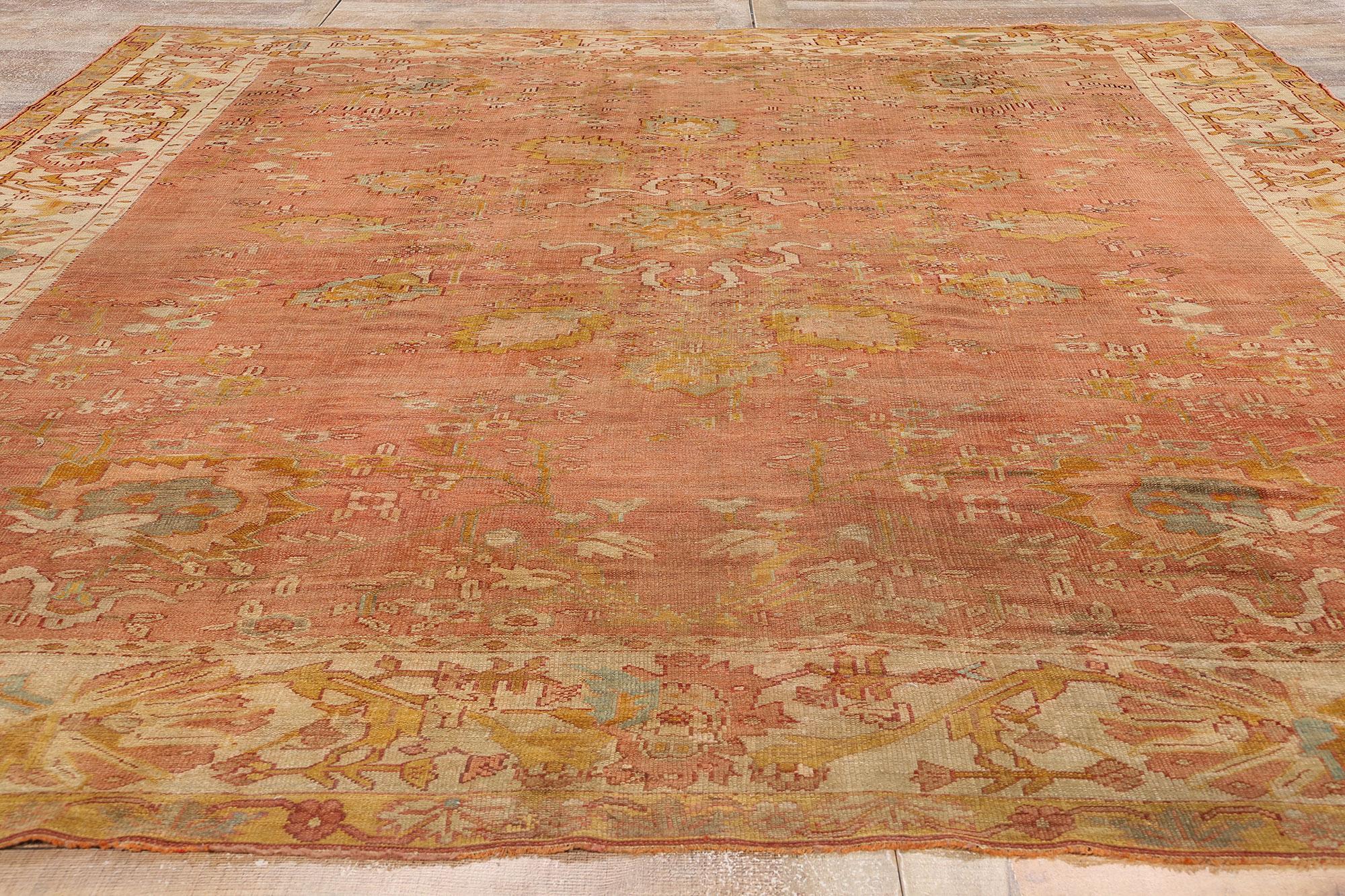 Late 19th Century Antique Turkish Oushak Rug with Modern Style For Sale 2