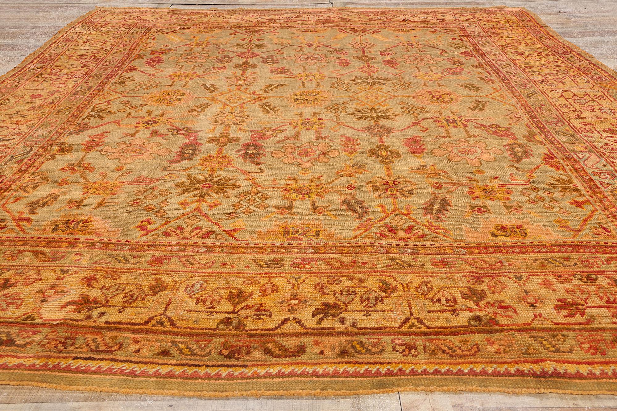Late 19th Century Antique Turkish Oushak Rug with Modern Style For Sale 2