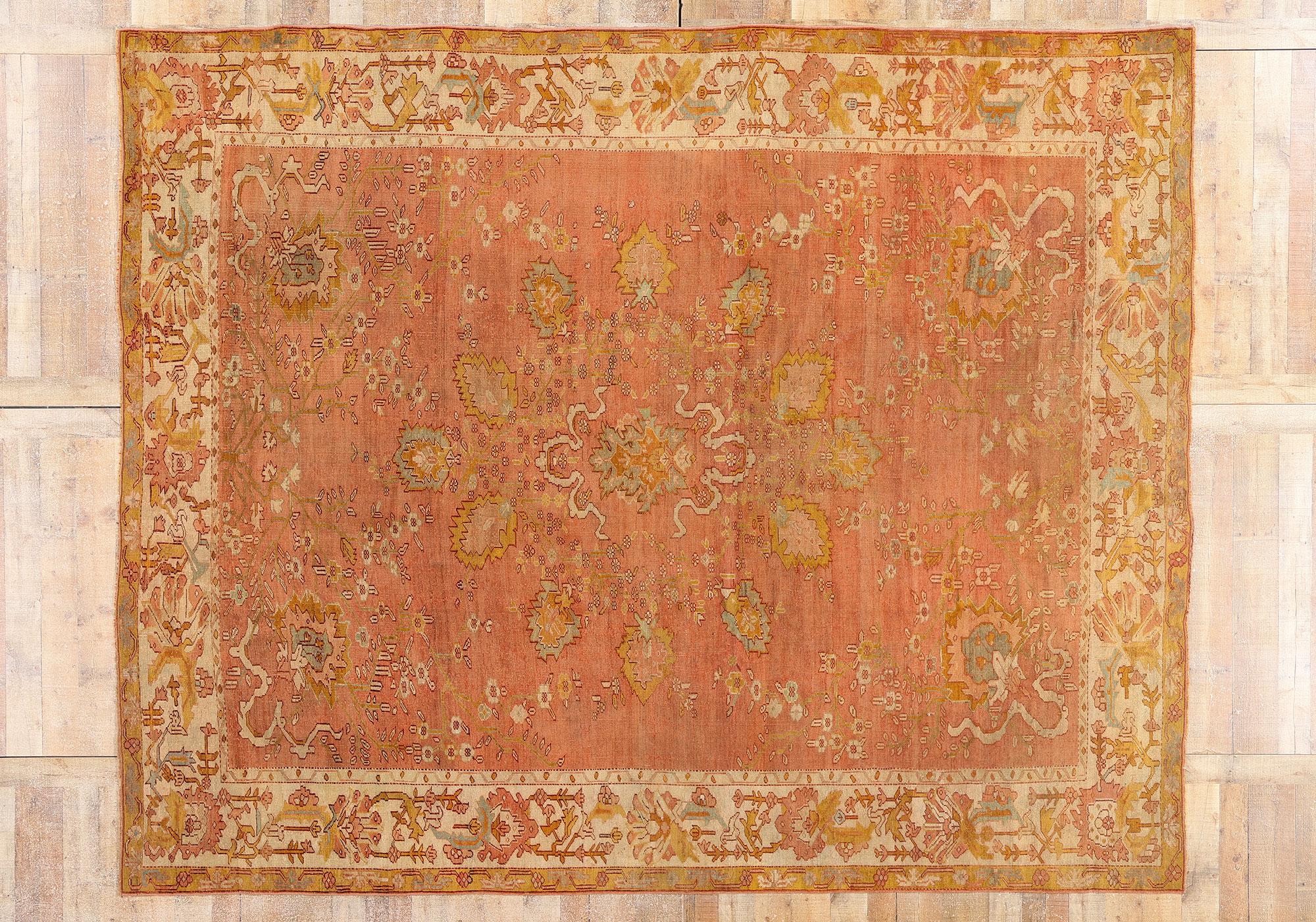Late 19th Century Antique Turkish Oushak Rug with Modern Style For Sale 3