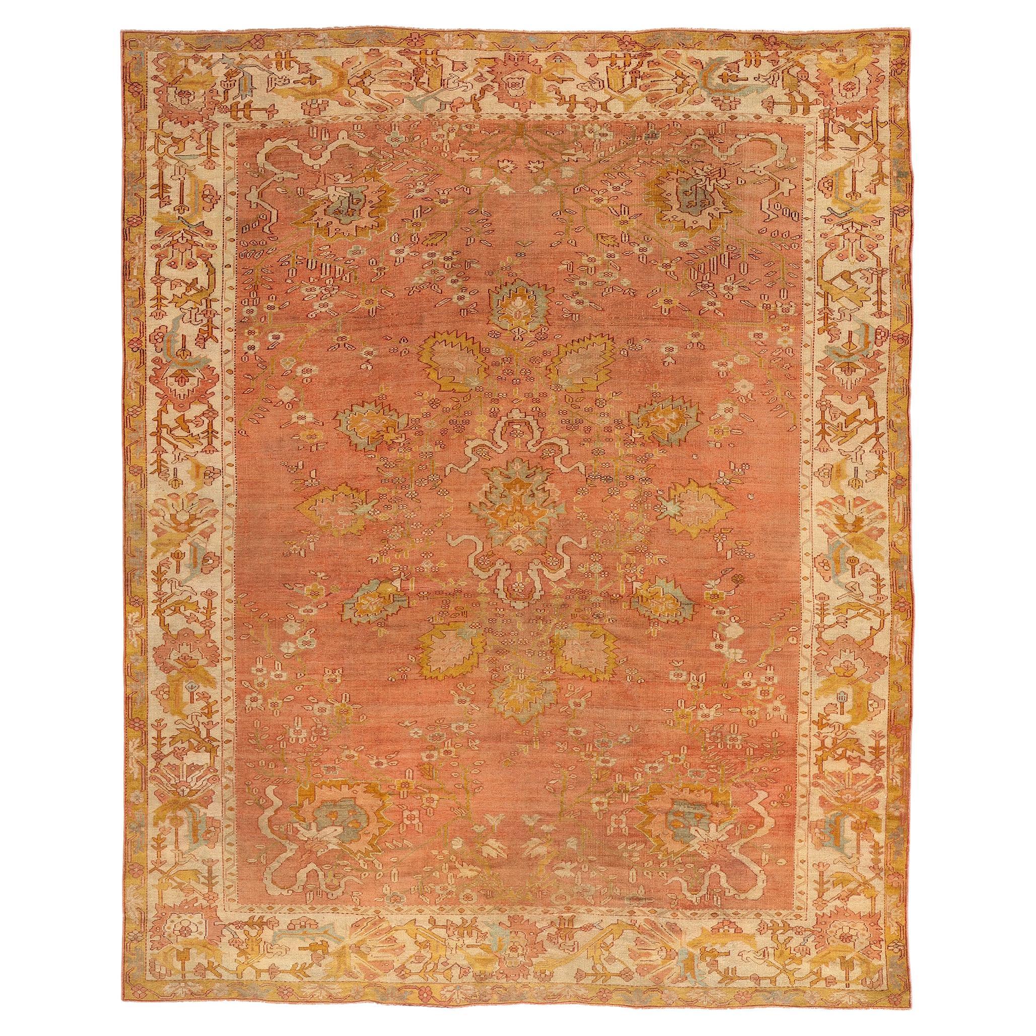 Late 19th Century Antique Turkish Oushak Rug with Modern Style