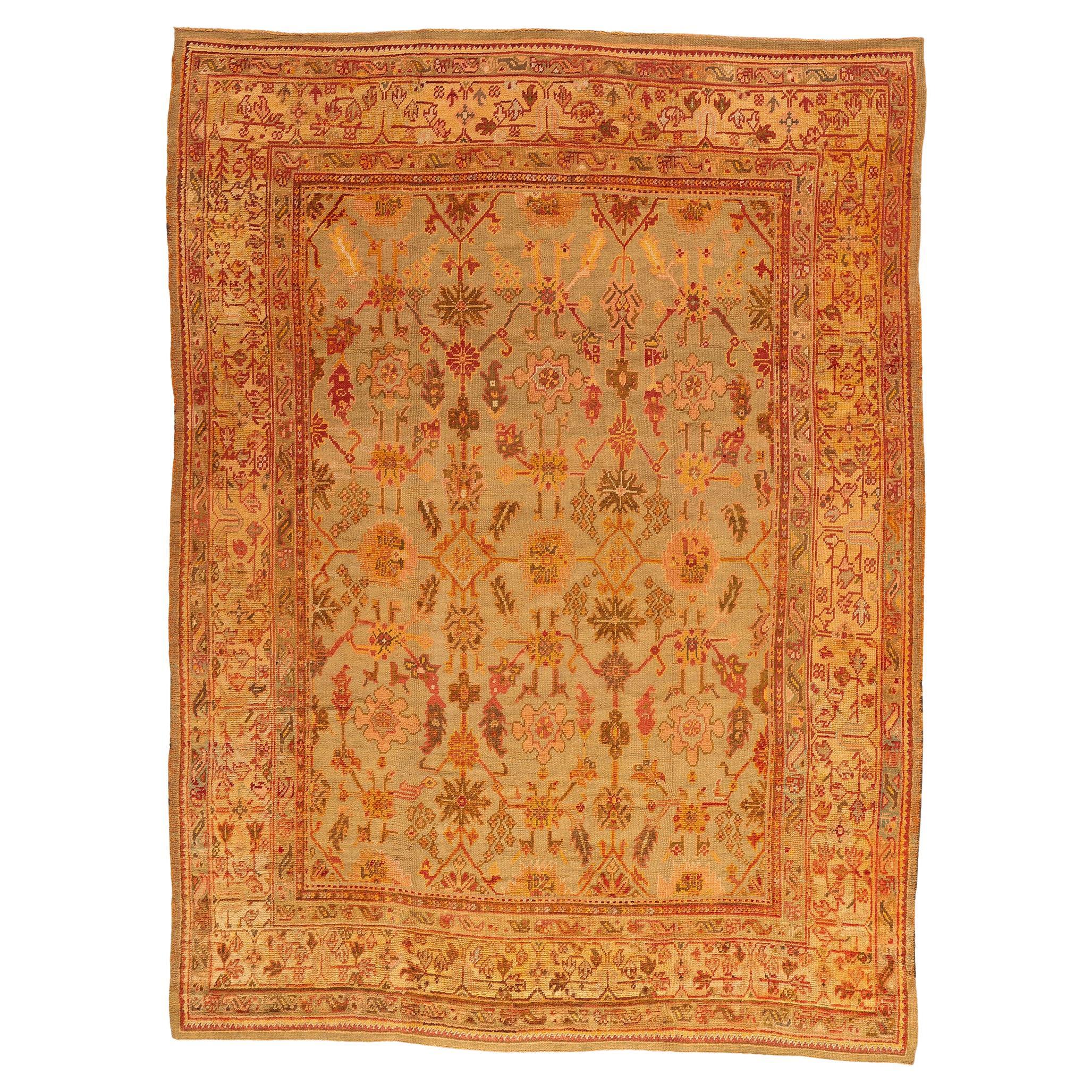 Late 19th Century Antique Turkish Oushak Rug with Modern Style
