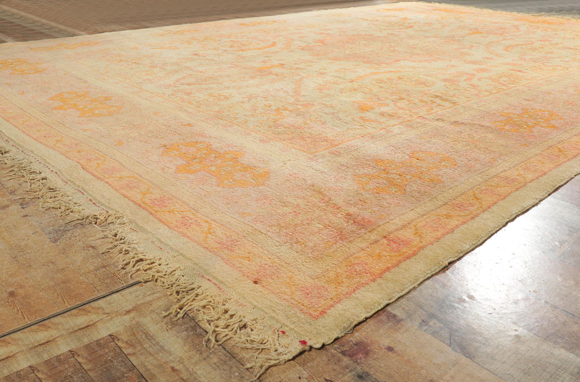Late 19th Century Antique Turkish Oushak Rug with Soft Colors For Sale 1