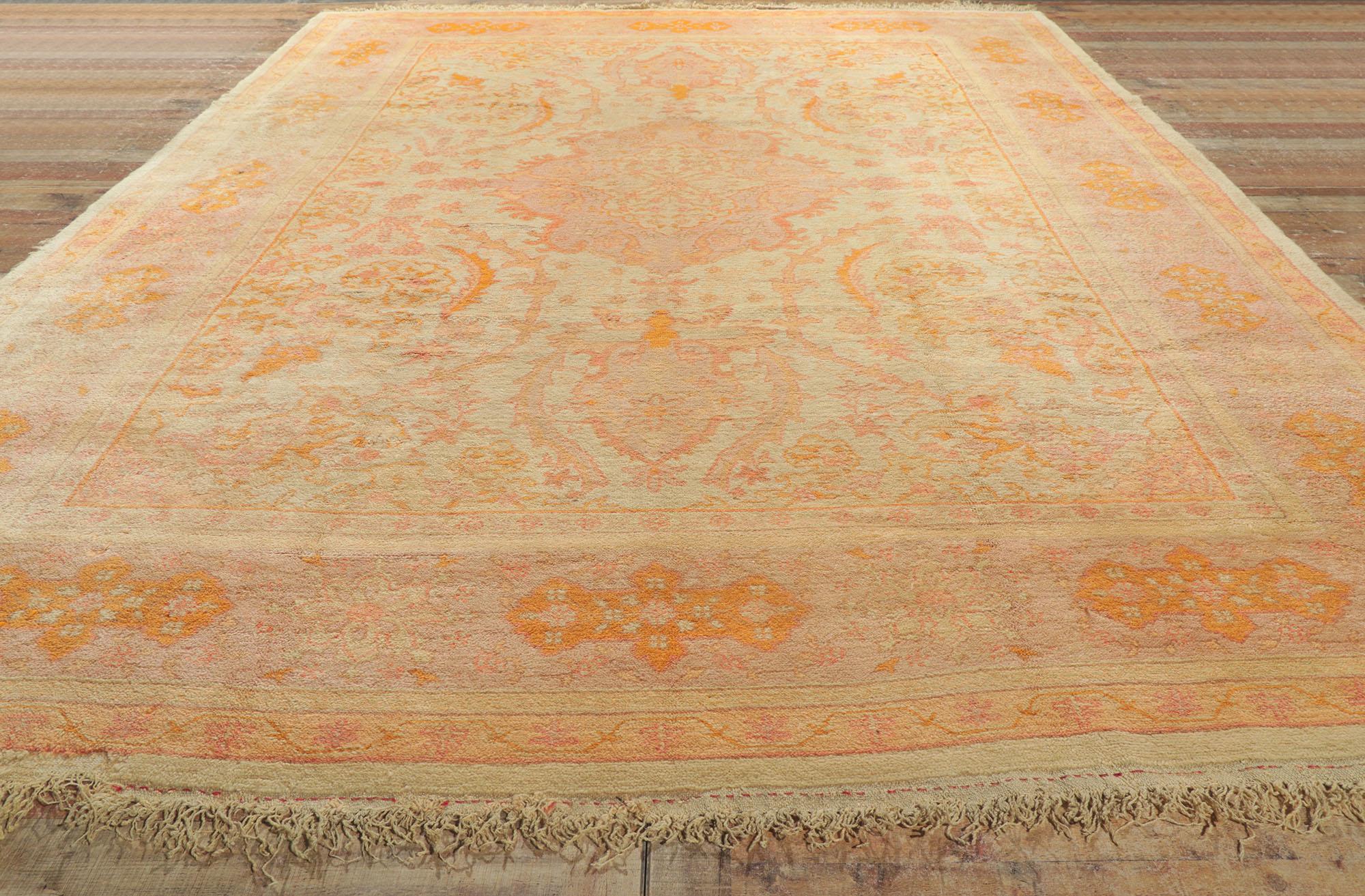 Late 19th Century Antique Turkish Oushak Rug with Soft Colors For Sale 2