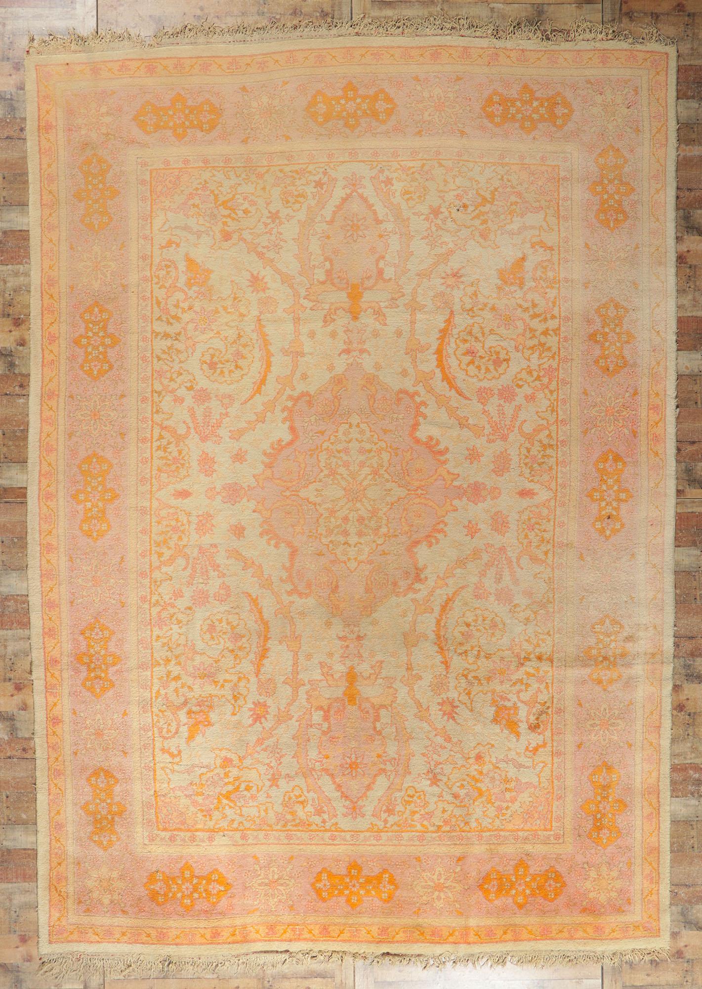 Late 19th Century Antique Turkish Oushak Rug with Soft Colors For Sale 3