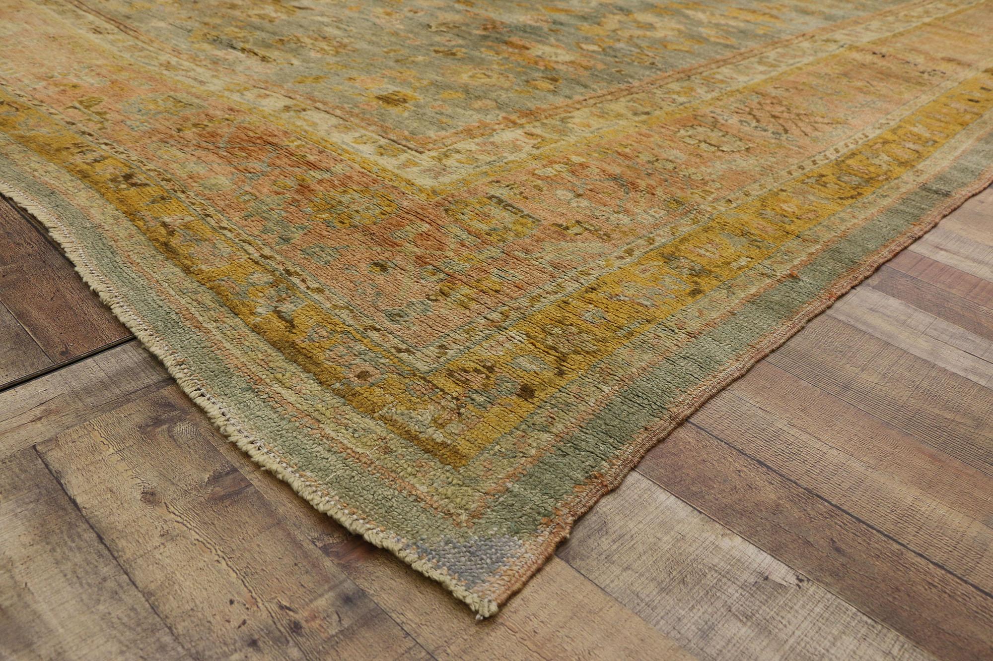 Late 19th Century Antique Turkish Oushak Rug with Time-Softened Colors For Sale 1