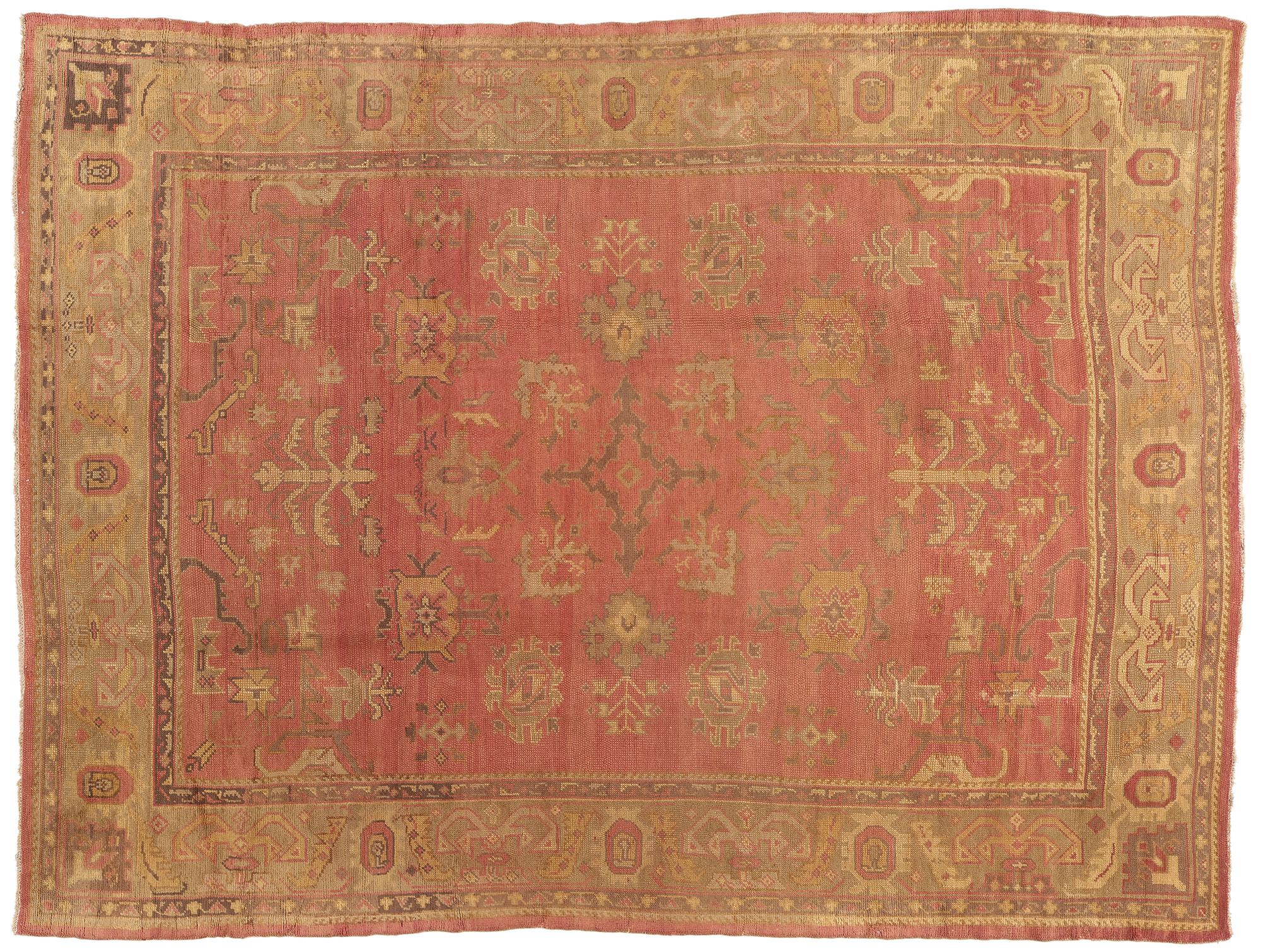 Late 19th Century Antique Turkish Oushak Rug with Traditional Style For Sale 5