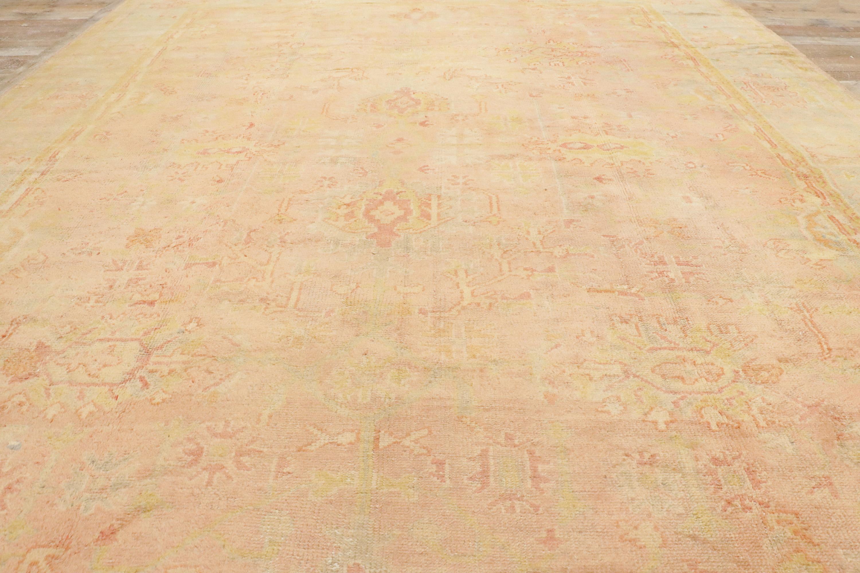 Late 19th Century Turkish Oushak Rug with Traditional Style In Good Condition For Sale In Dallas, TX