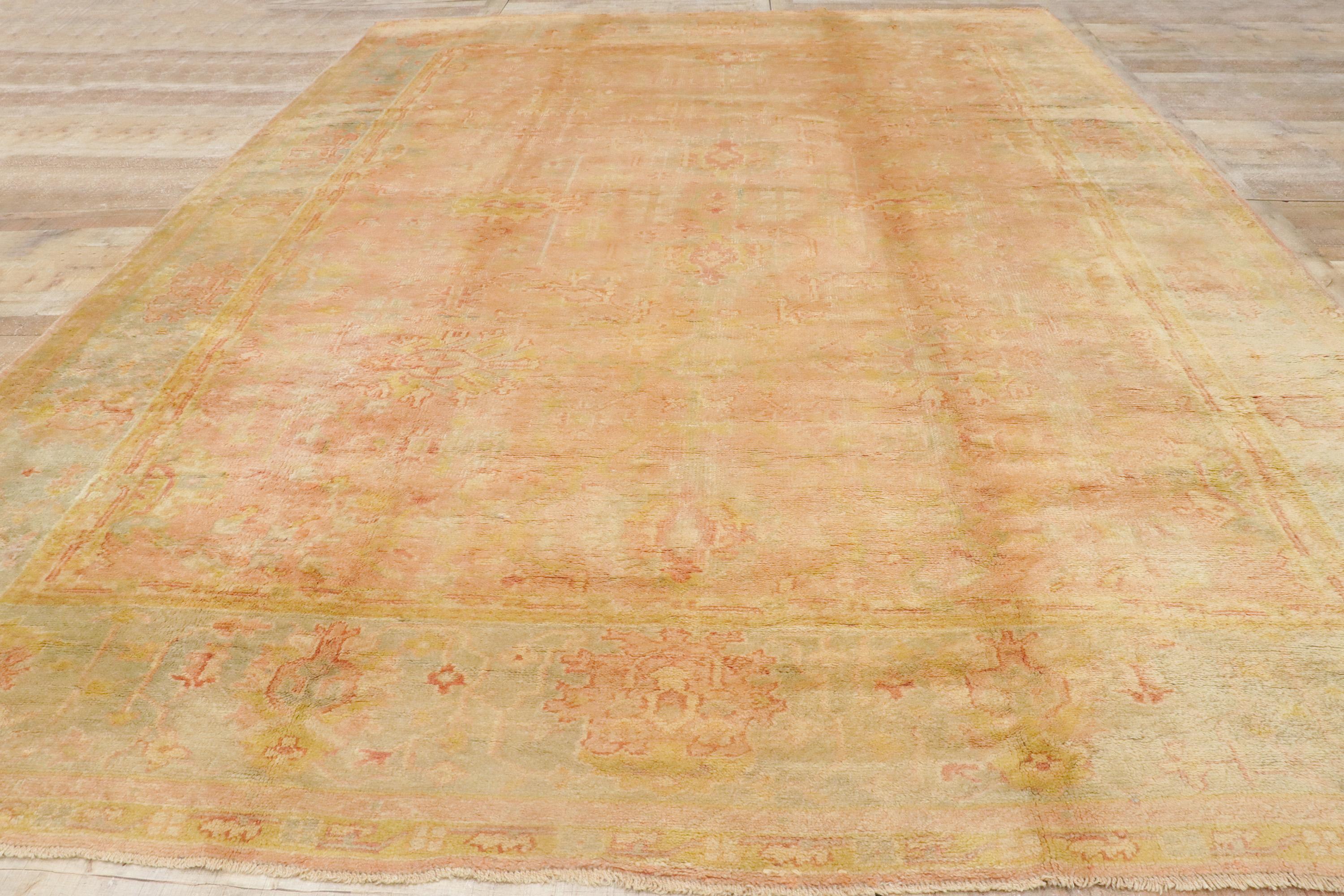 Late 19th Century Turkish Oushak Rug with Traditional Style For Sale 1
