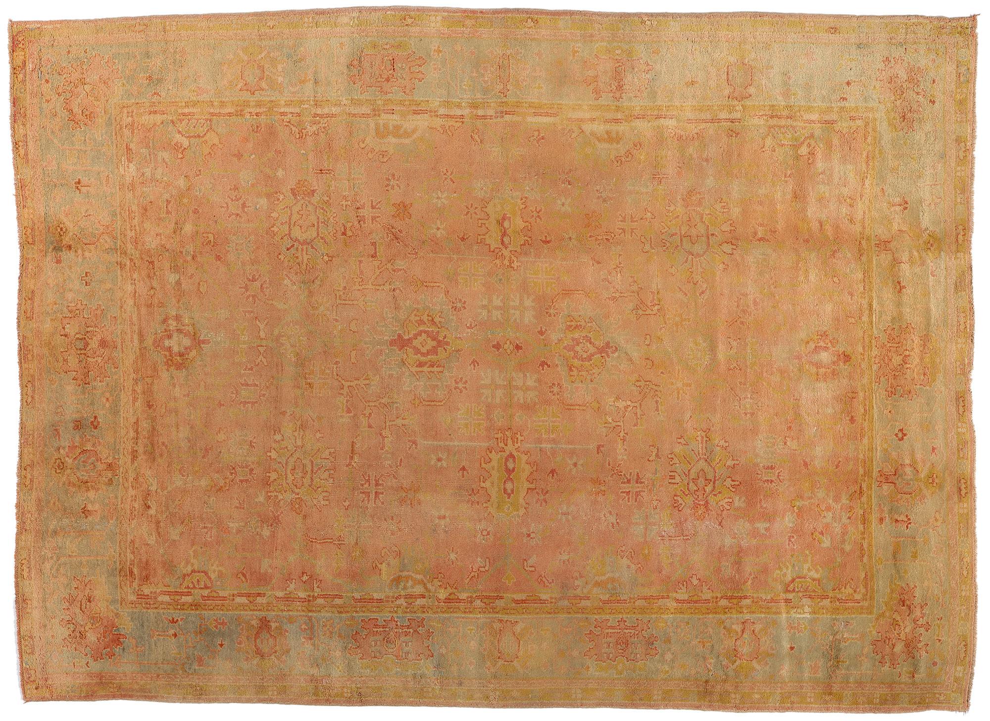 Late 19th Century Turkish Oushak Rug with Traditional Style For Sale 6