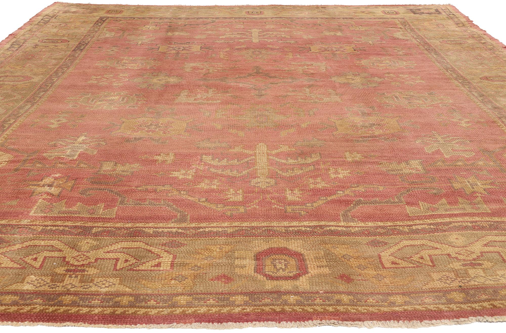 Spanish Colonial Late 19th Century Antique Turkish Oushak Rug with Traditional Style For Sale