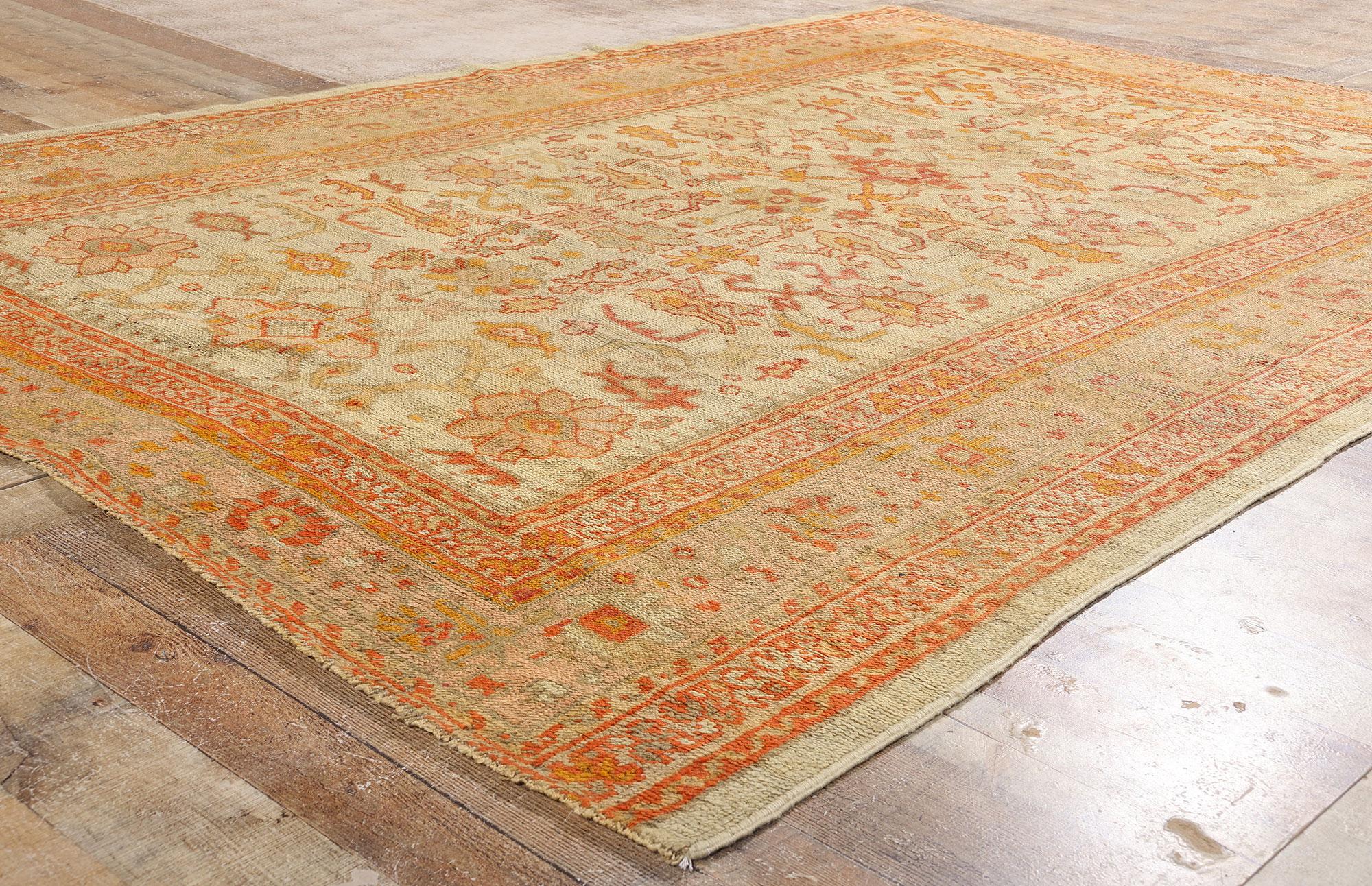Late 19th Century Turkish Oushak Rug with Traditional Style For Sale 1