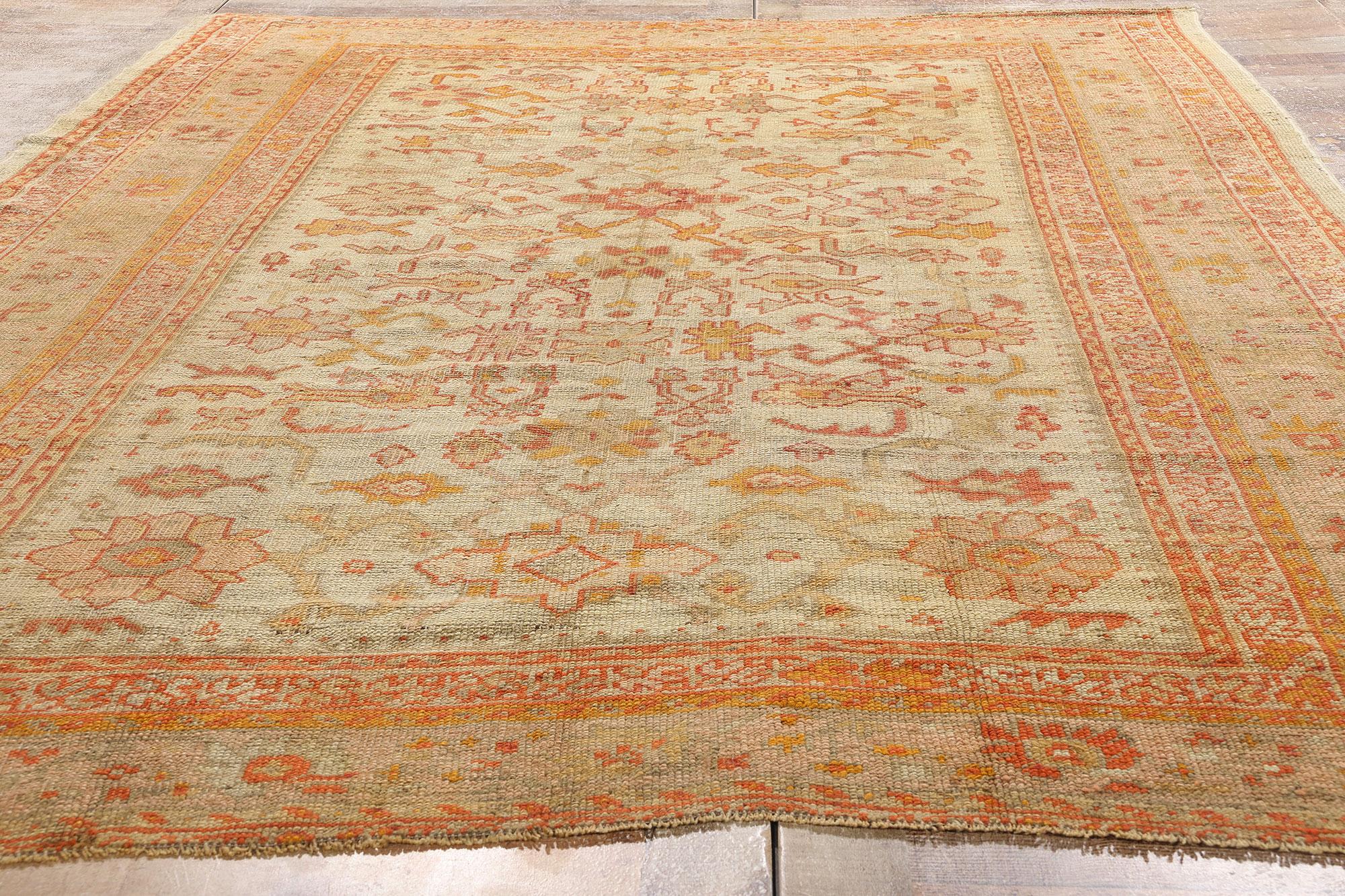 Late 19th Century Turkish Oushak Rug with Traditional Style For Sale 2