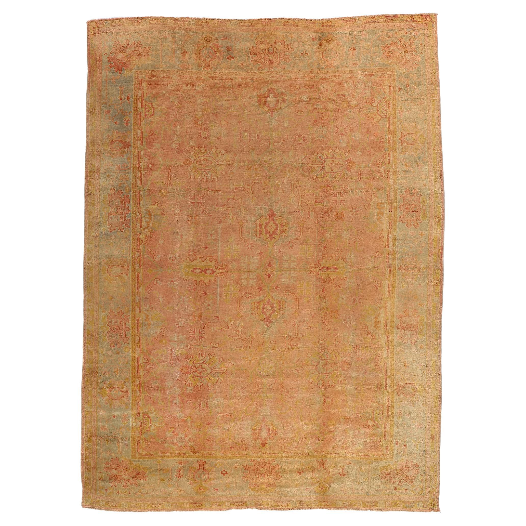 Late 19th Century Turkish Oushak Rug with Traditional Style